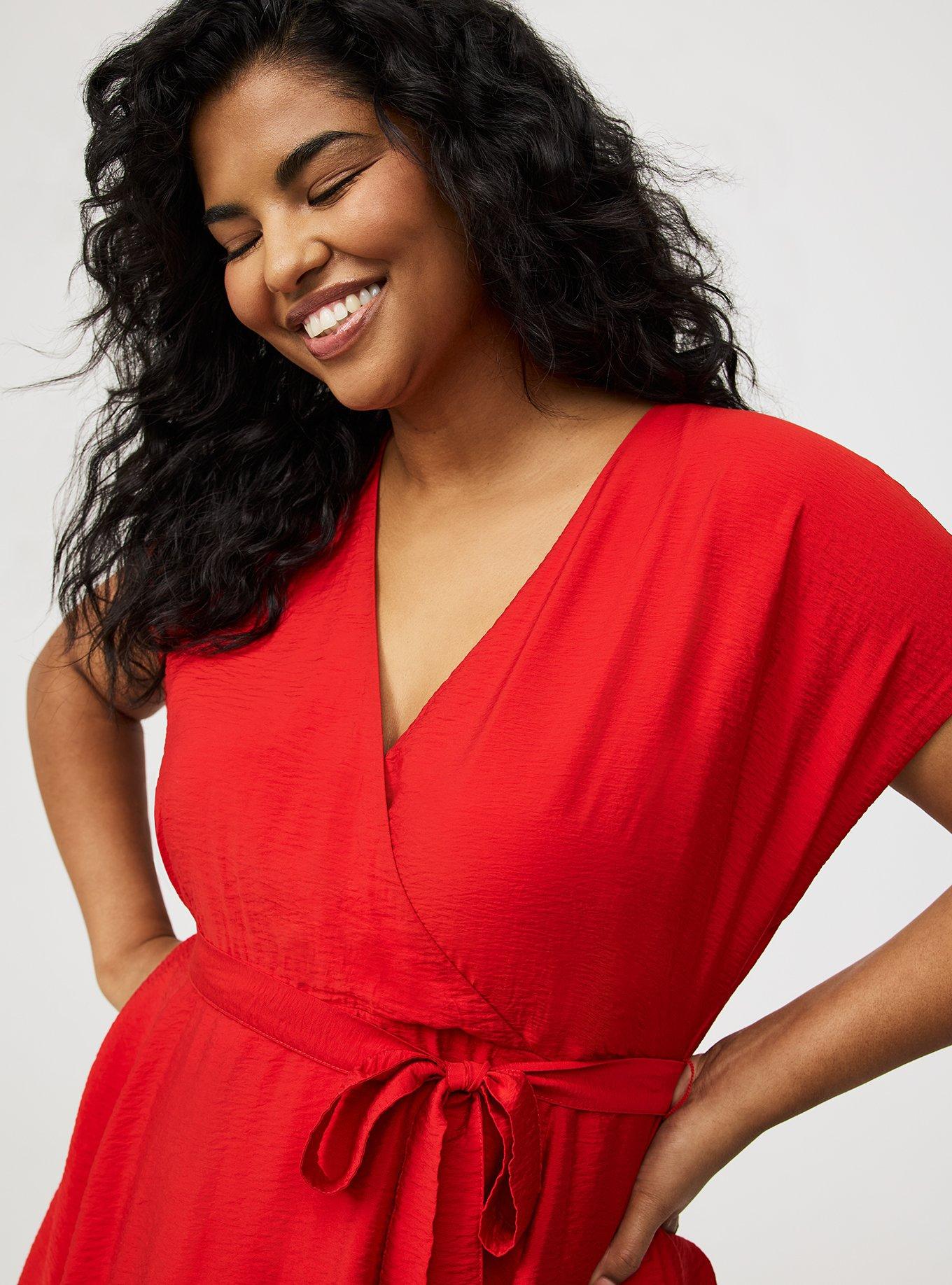 MINI HAMMERED RAYON SURPLICE DRESS