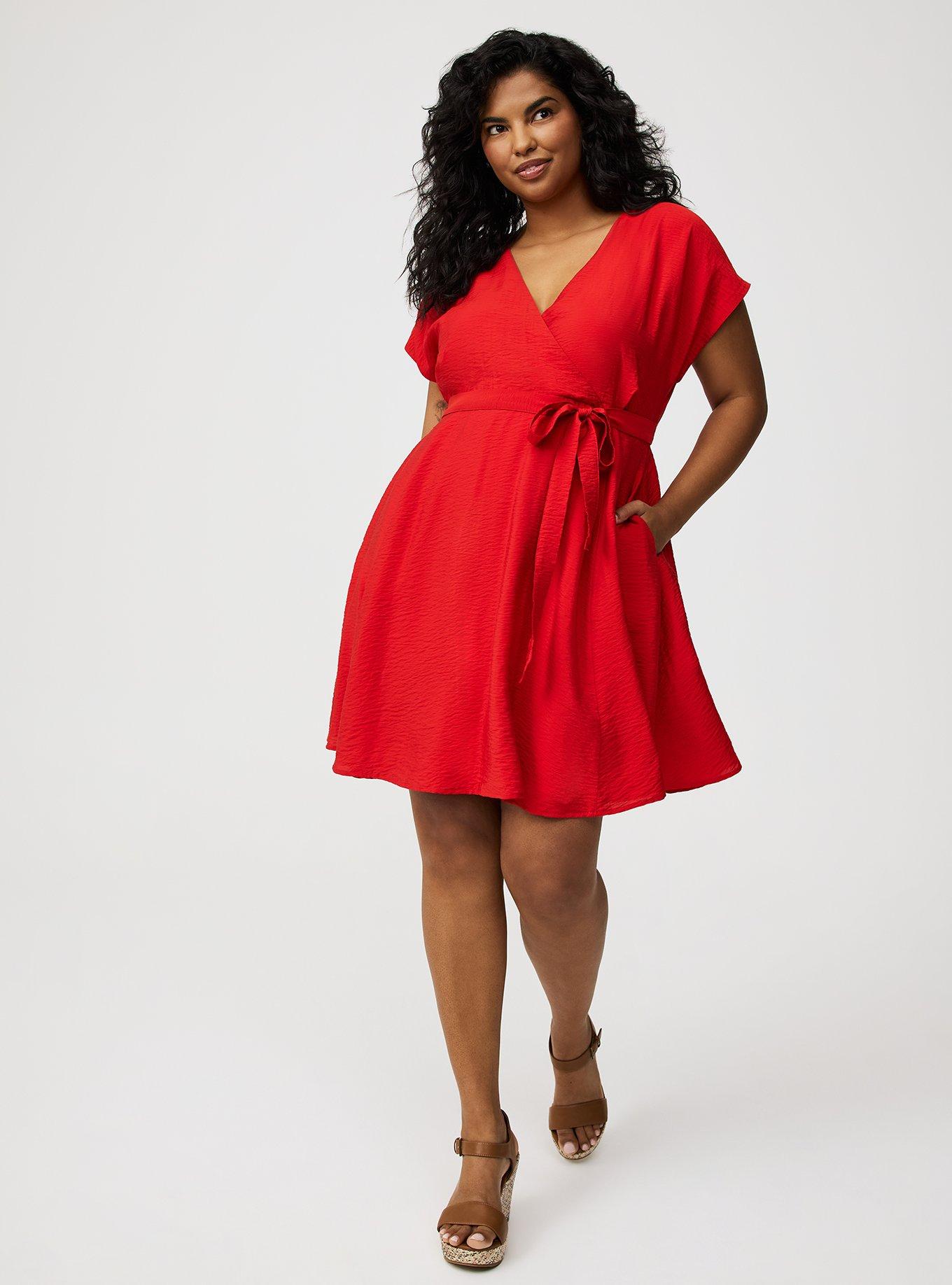 MINI HAMMERED RAYON SURPLICE DRESS