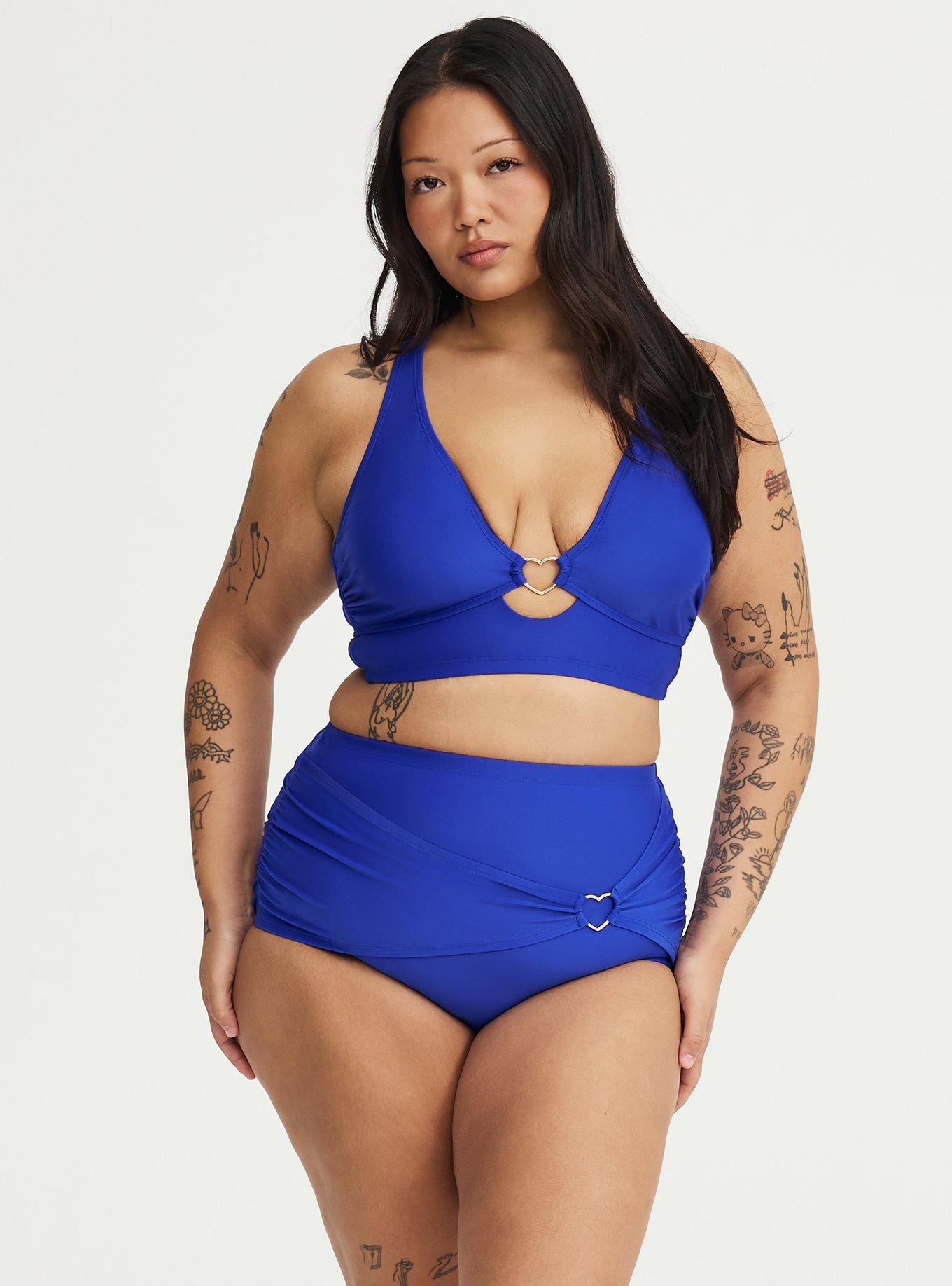 Wire-Free Triangle Bikini Top with Heart Detail, ELECTRIC BLUE CO SWIM, alternate