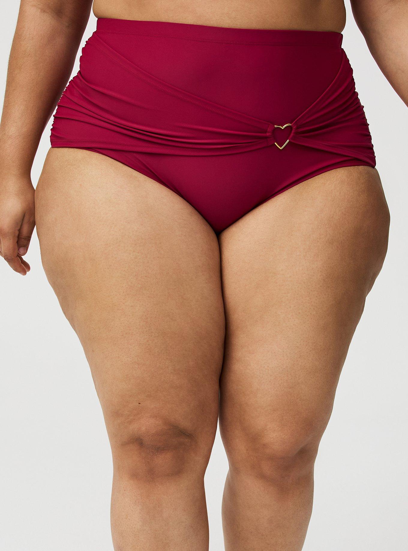 Side Ruched Heart Ring Swim Bottom