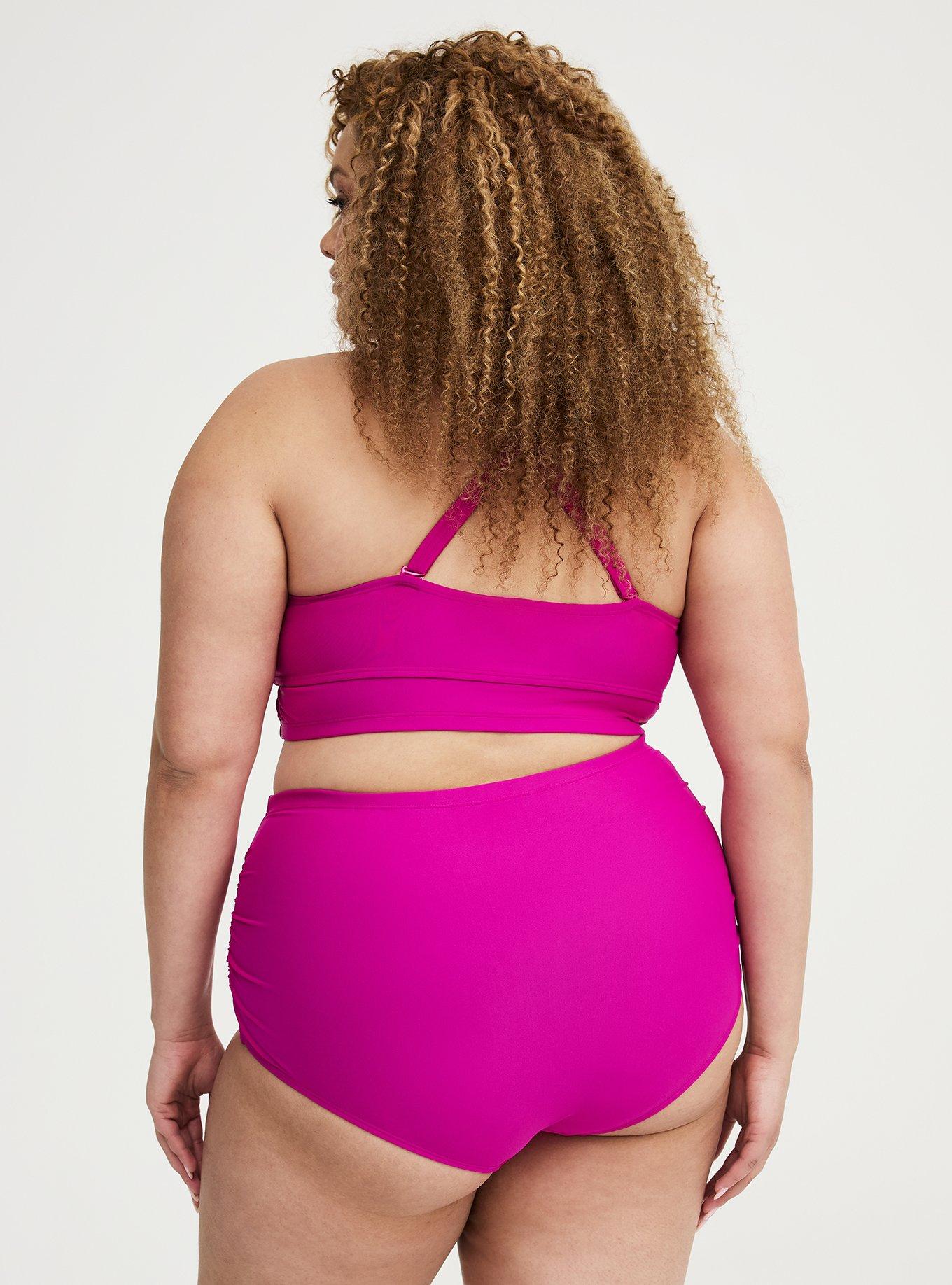 Ruched Swim Bottom with Heart Detail, BRIGHT FUCHSIA SWIM, alternate