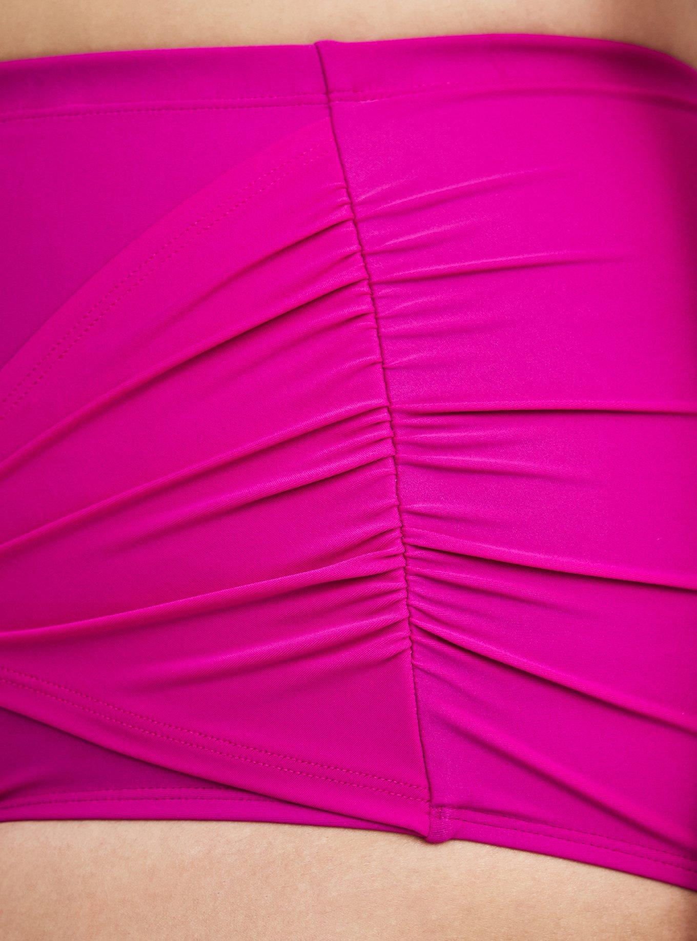 Ruched Swim Bottom with Heart Detail, BRIGHT FUCHSIA SWIM, alternate