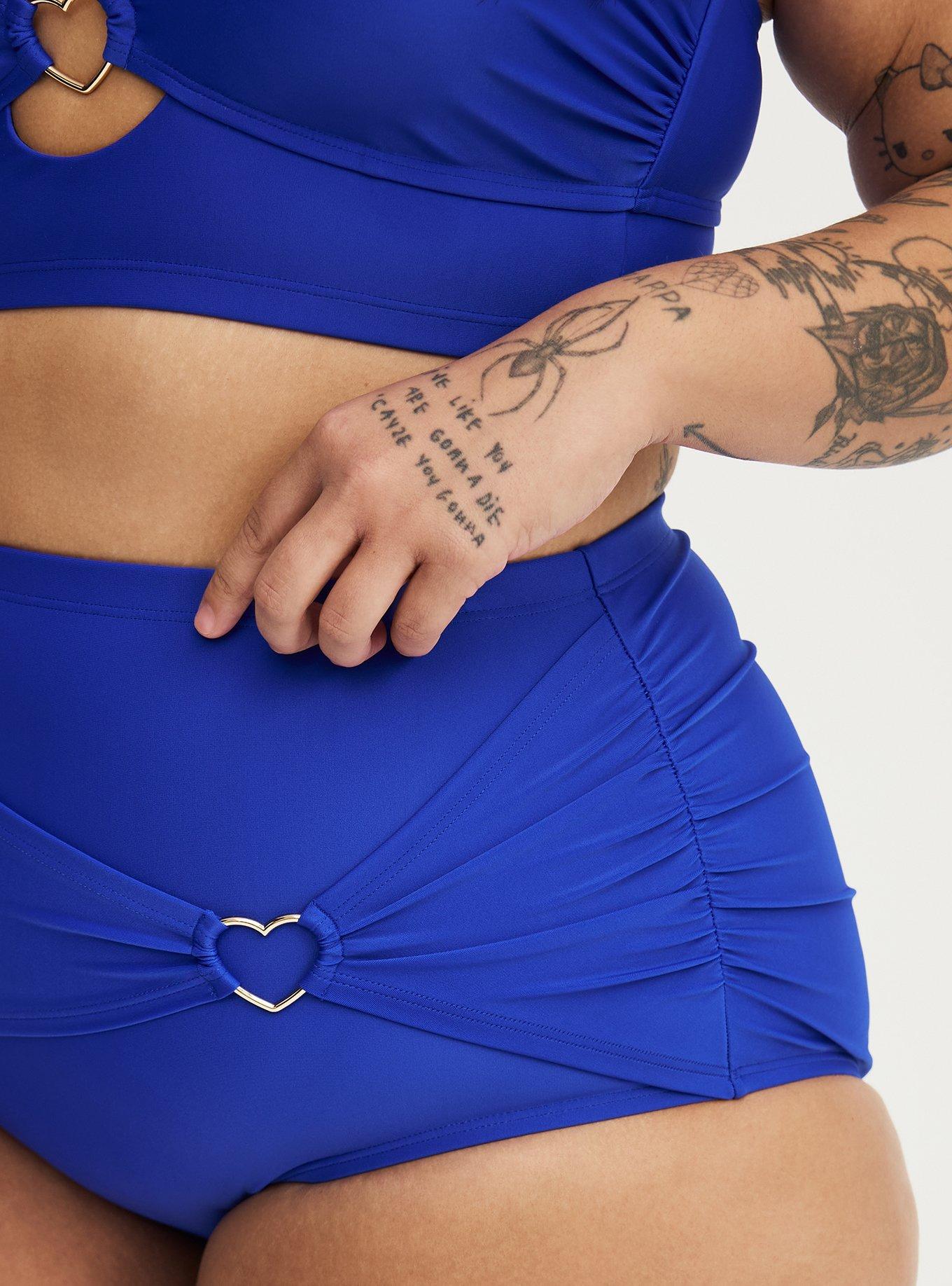 Ruched Swim Bottom with Heart Detail, ELECTRIC BLUE CO SWIM, alternate