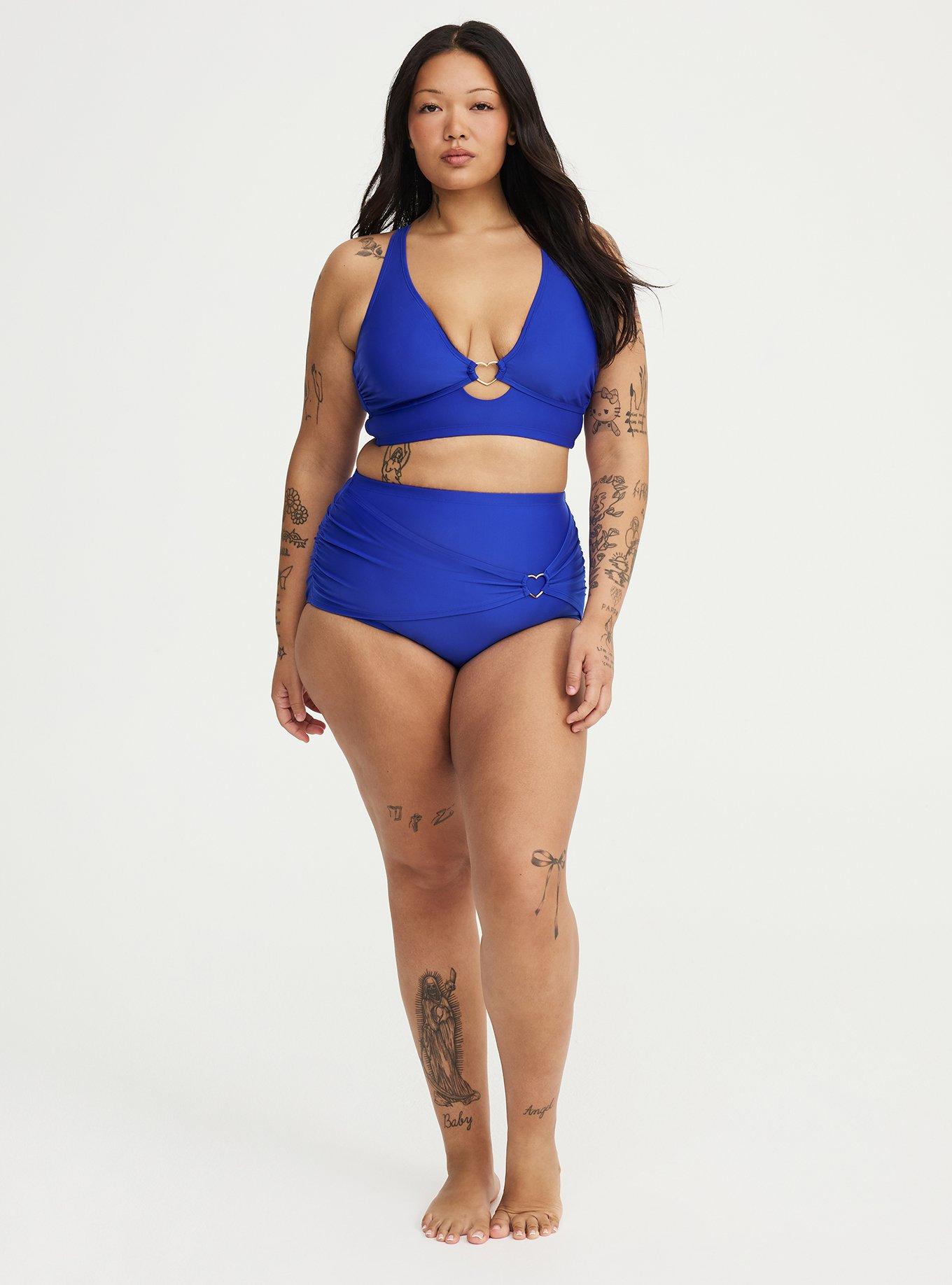 Ruched Swim Bottom with Heart Detail, ELECTRIC BLUE CO SWIM, alternate