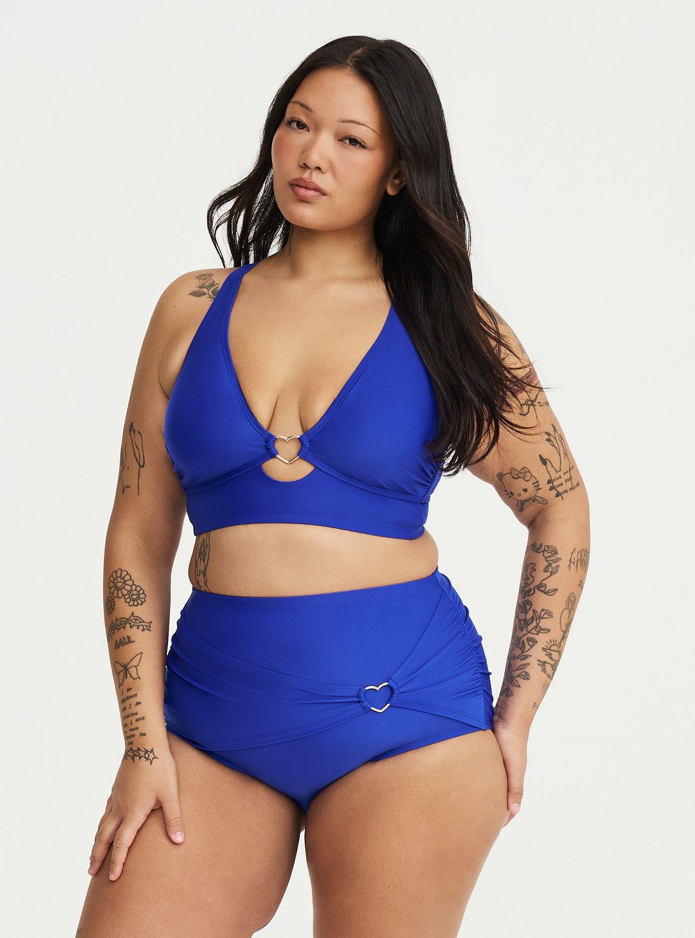 Ruched Swim Bottom with Heart Detail, ELECTRIC BLUE CO SWIM, alternate