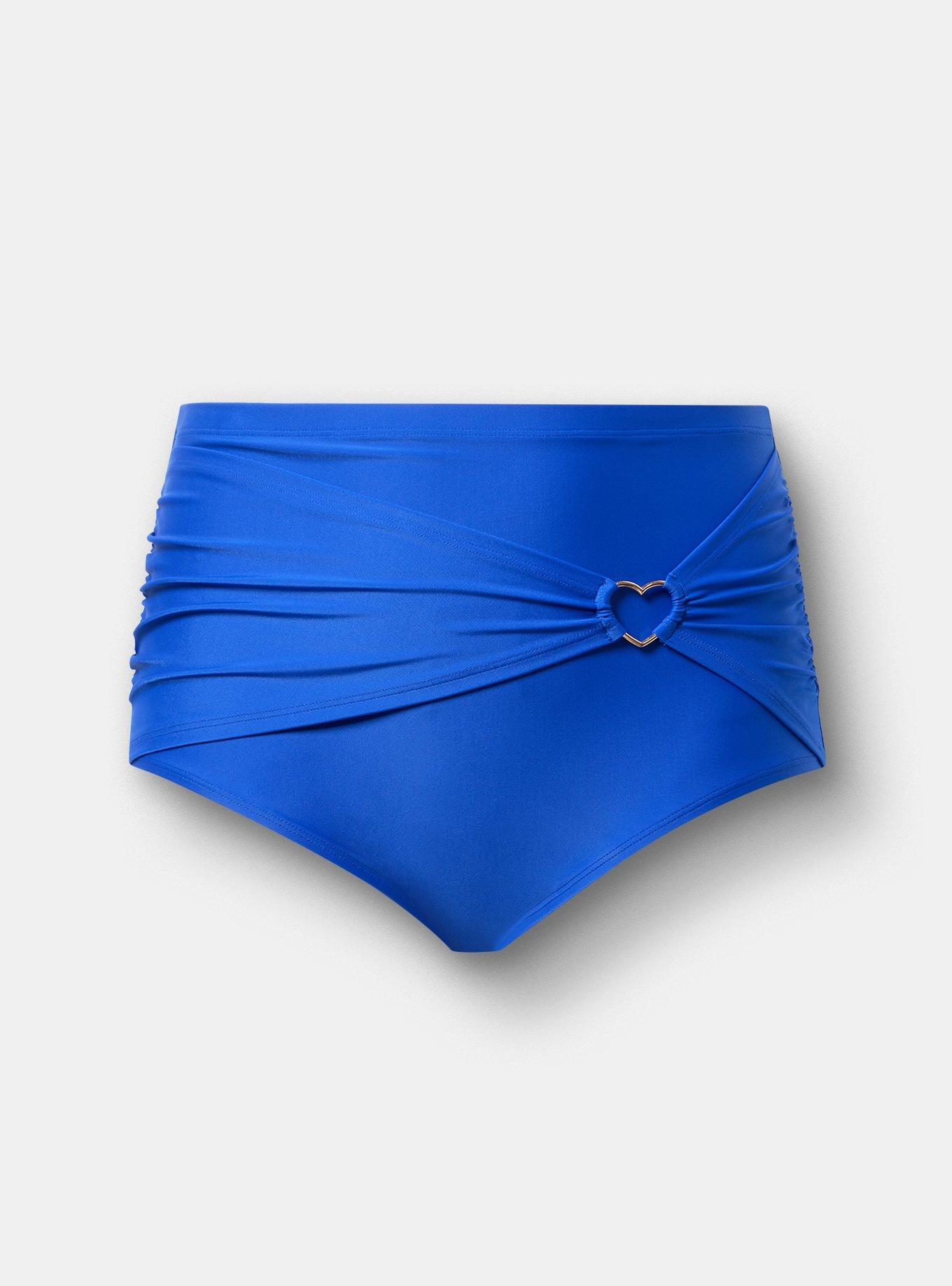 Ruched Swim Bottom with Heart Detail, ELECTRIC BLUE CO SWIM, hi-res