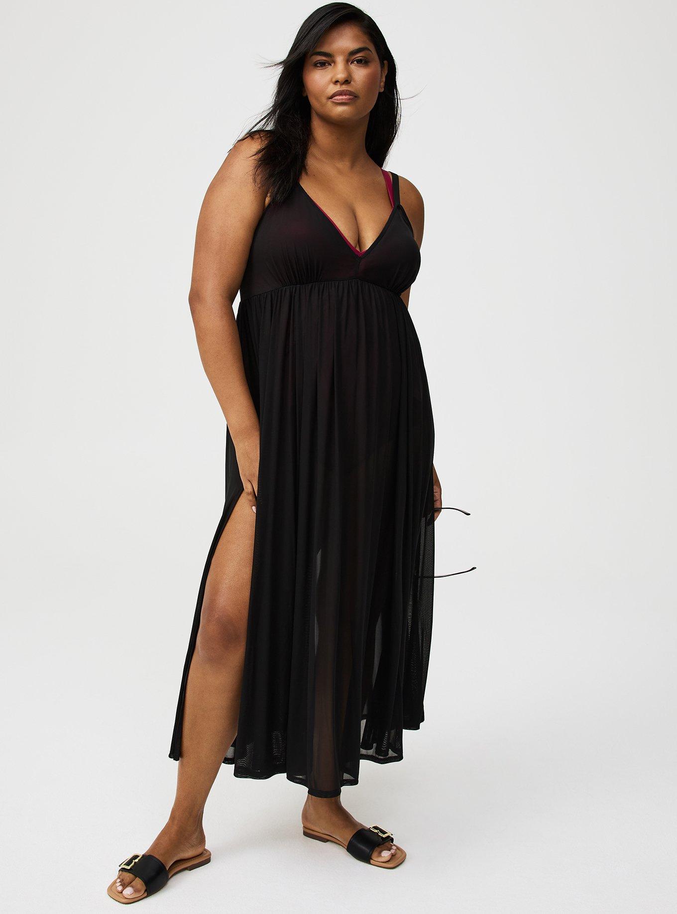 High Slit Mesh Maxi Dress