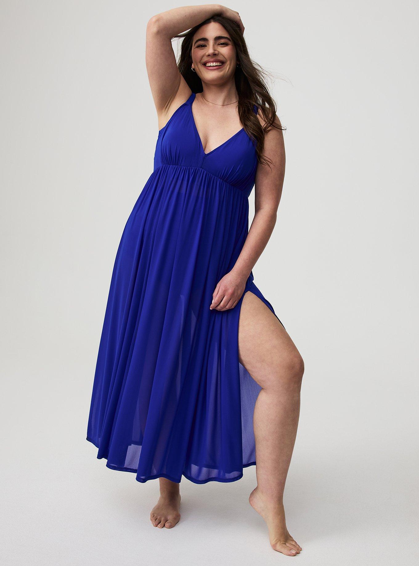 High Slit Mesh Maxi Dress