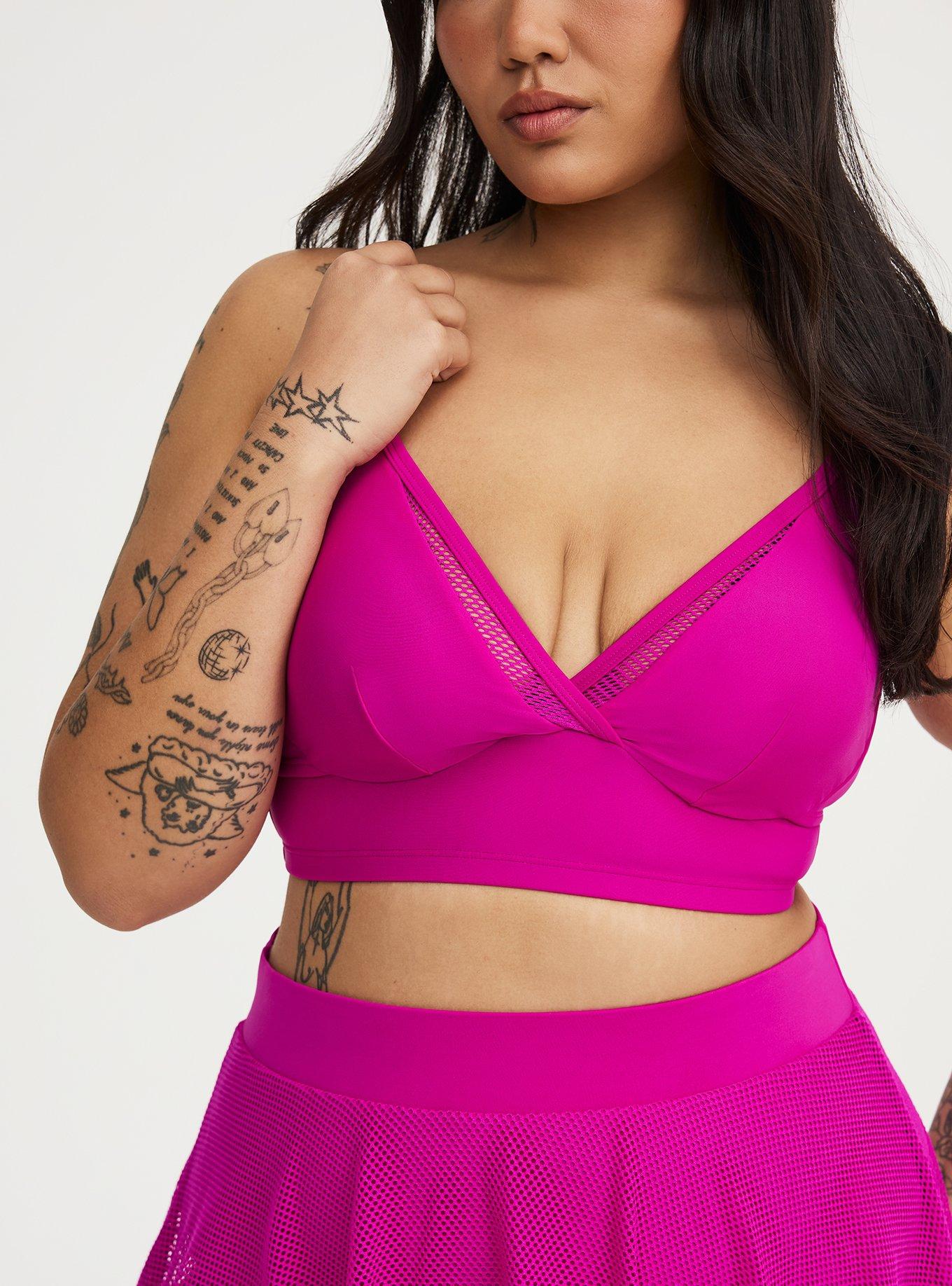 Wire-Free Mesh Triangle Top, BRIGHT FUCHSIA SWIM, alternate