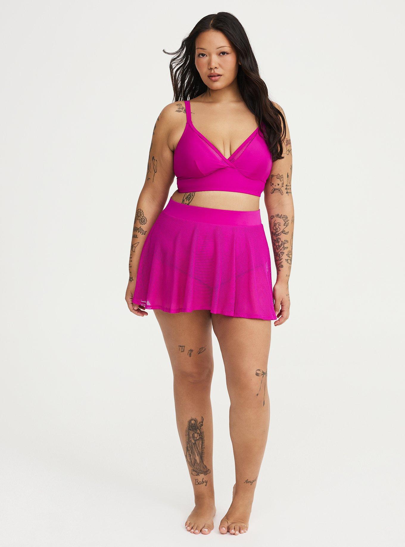 Wire-Free Mesh Triangle Top, BRIGHT FUCHSIA SWIM, alternate