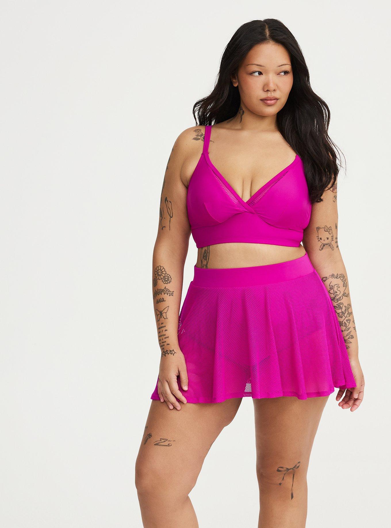 Wire-Free Mesh Triangle Top, BRIGHT FUCHSIA SWIM, alternate