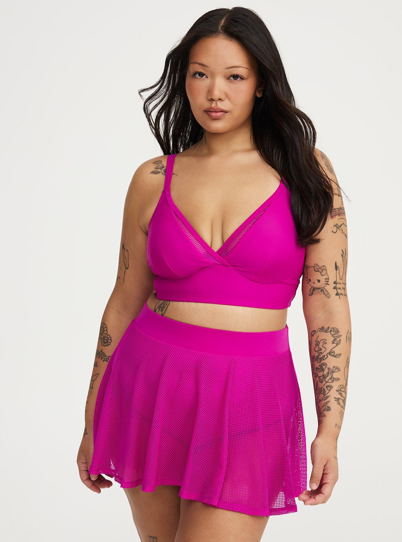 Wire-Free Mesh Triangle Top, BRIGHT FUCHSIA SWIM, hi-res