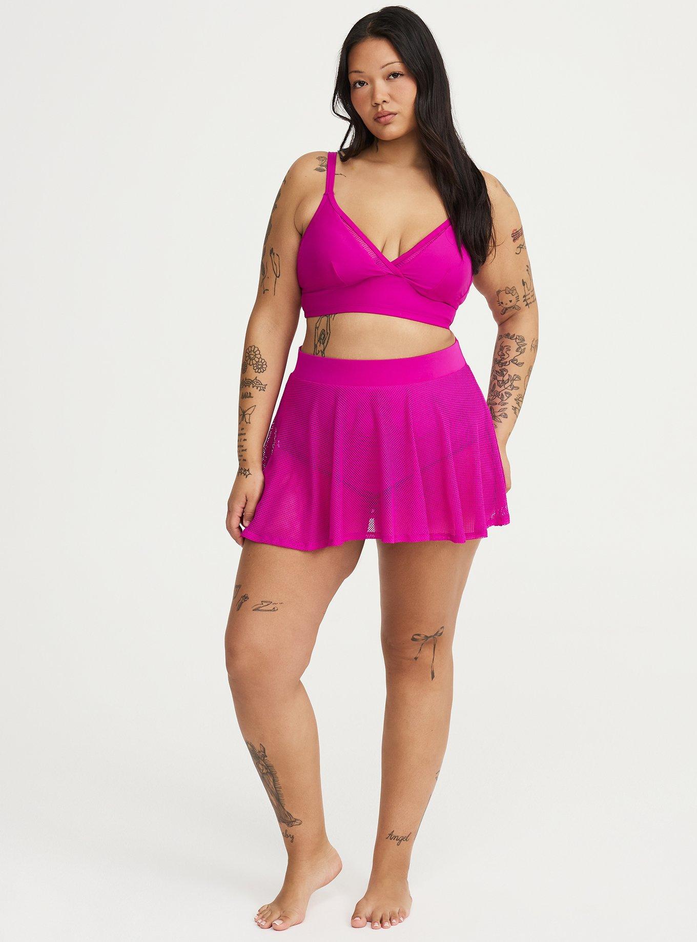 Mesh Swim Skirt, BRIGHT FUCHSIA SWIM, alternate