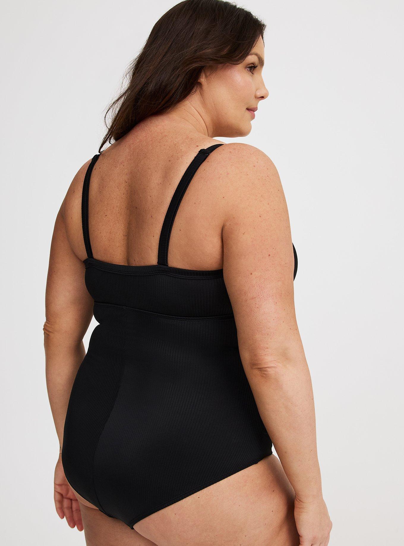 Ribbed Button-Up One-Piece Swimsuit