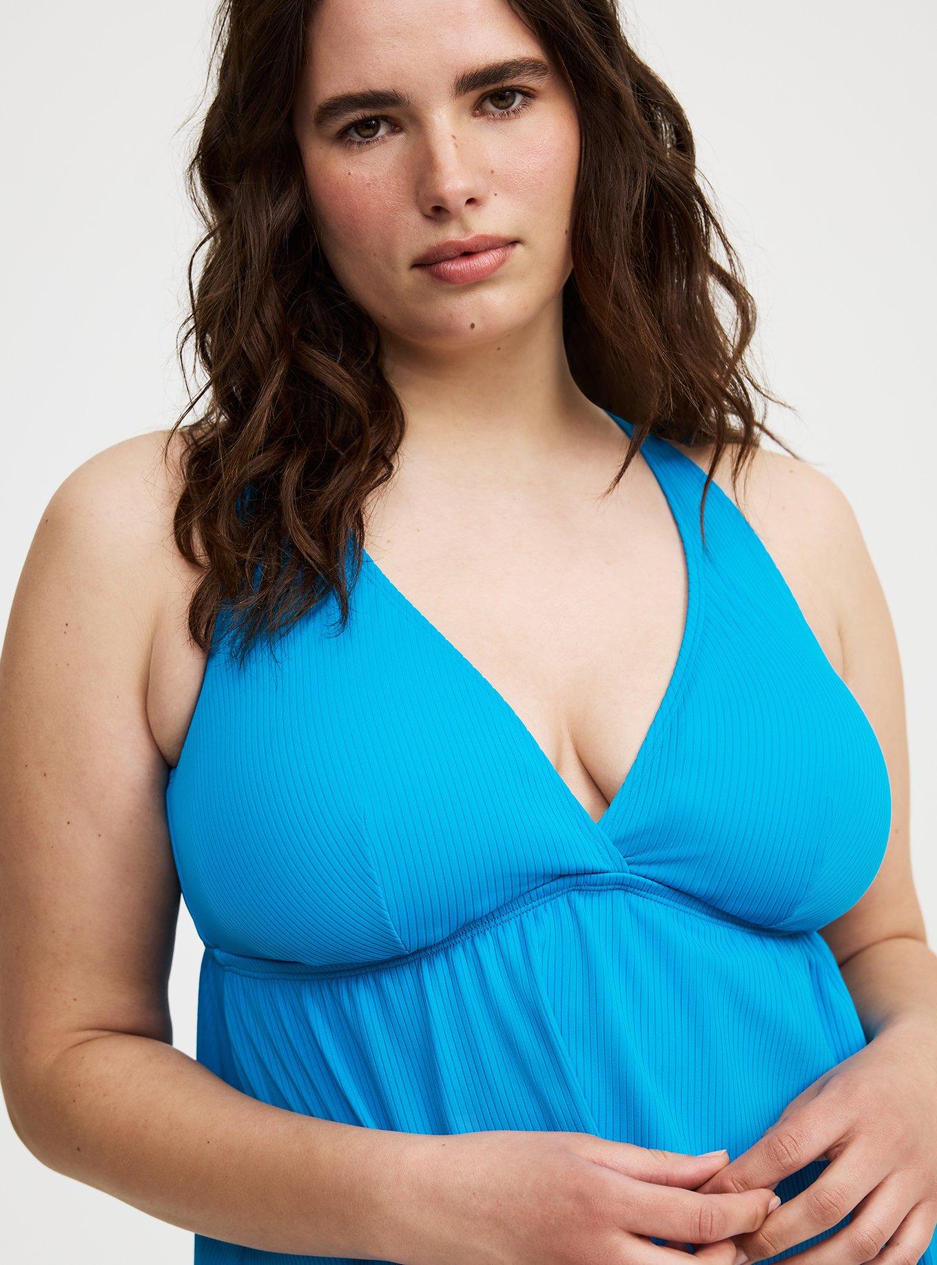 Wireless Ribbed Triangle Tankini