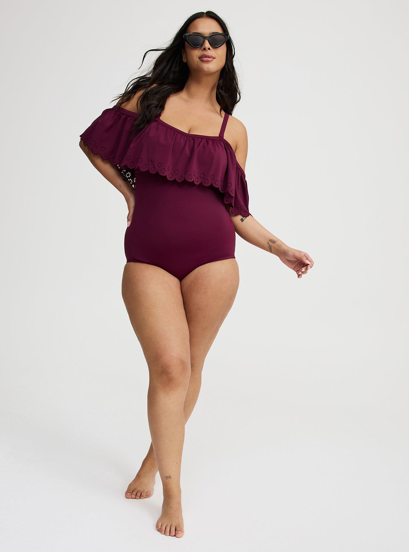Retro Wire-Free Off-Shoulder One Piece
