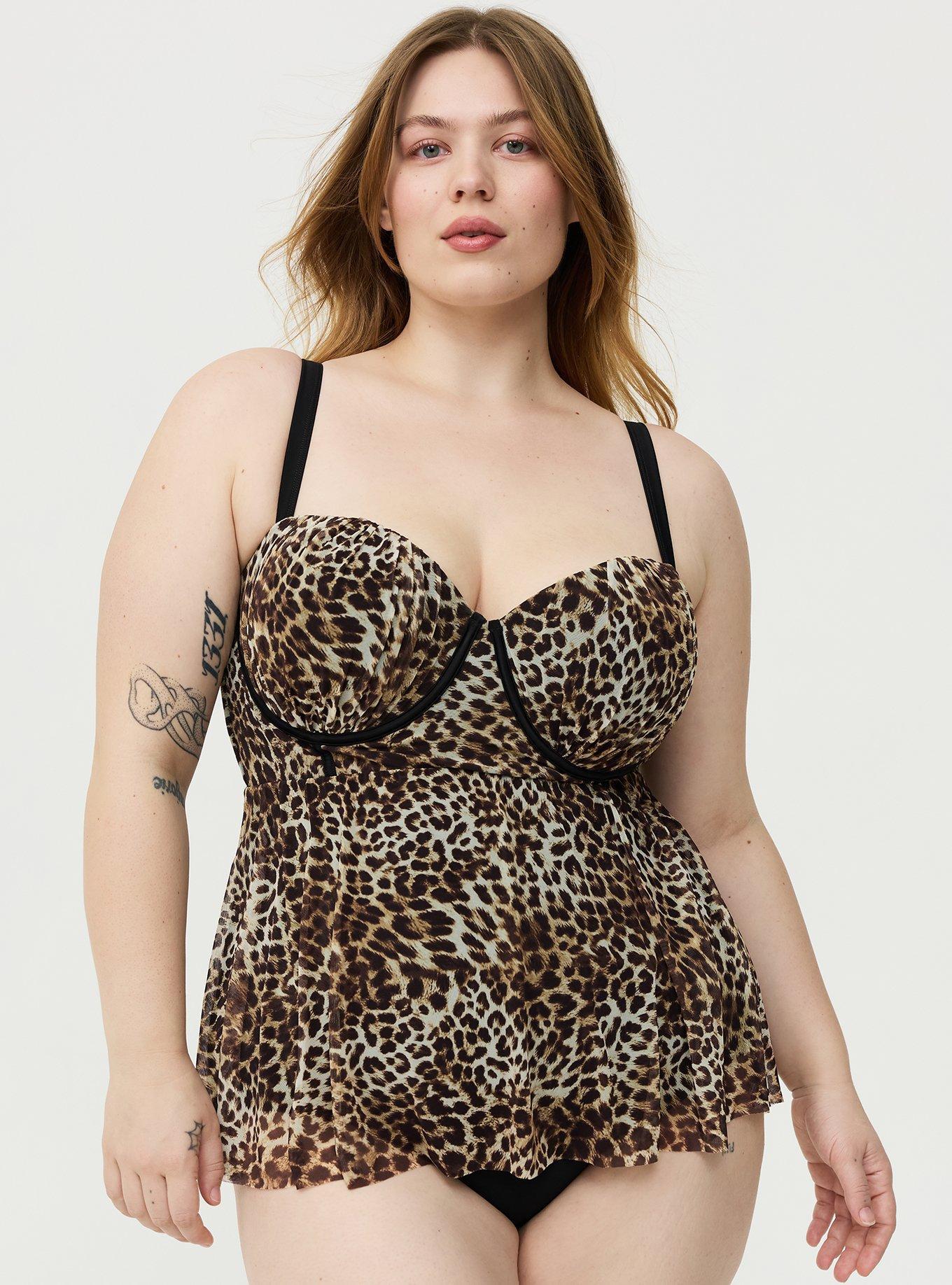 Retro Chic Underwire Swim Dress with Brief, JORDYN LEOPARD TAN, alternate