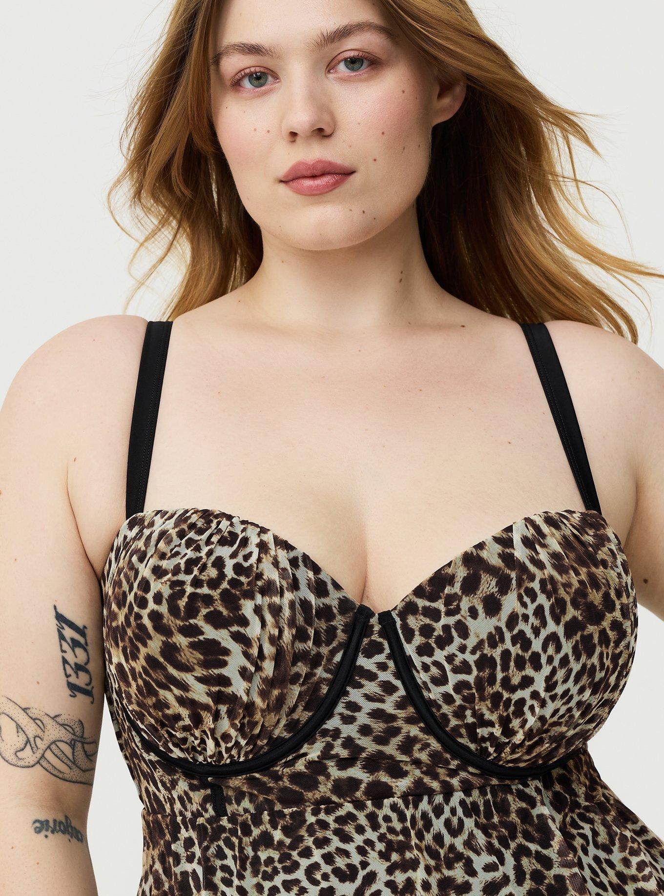 Retro Chic Underwire Swim Dress with Brief, JORDYN LEOPARD TAN, alternate