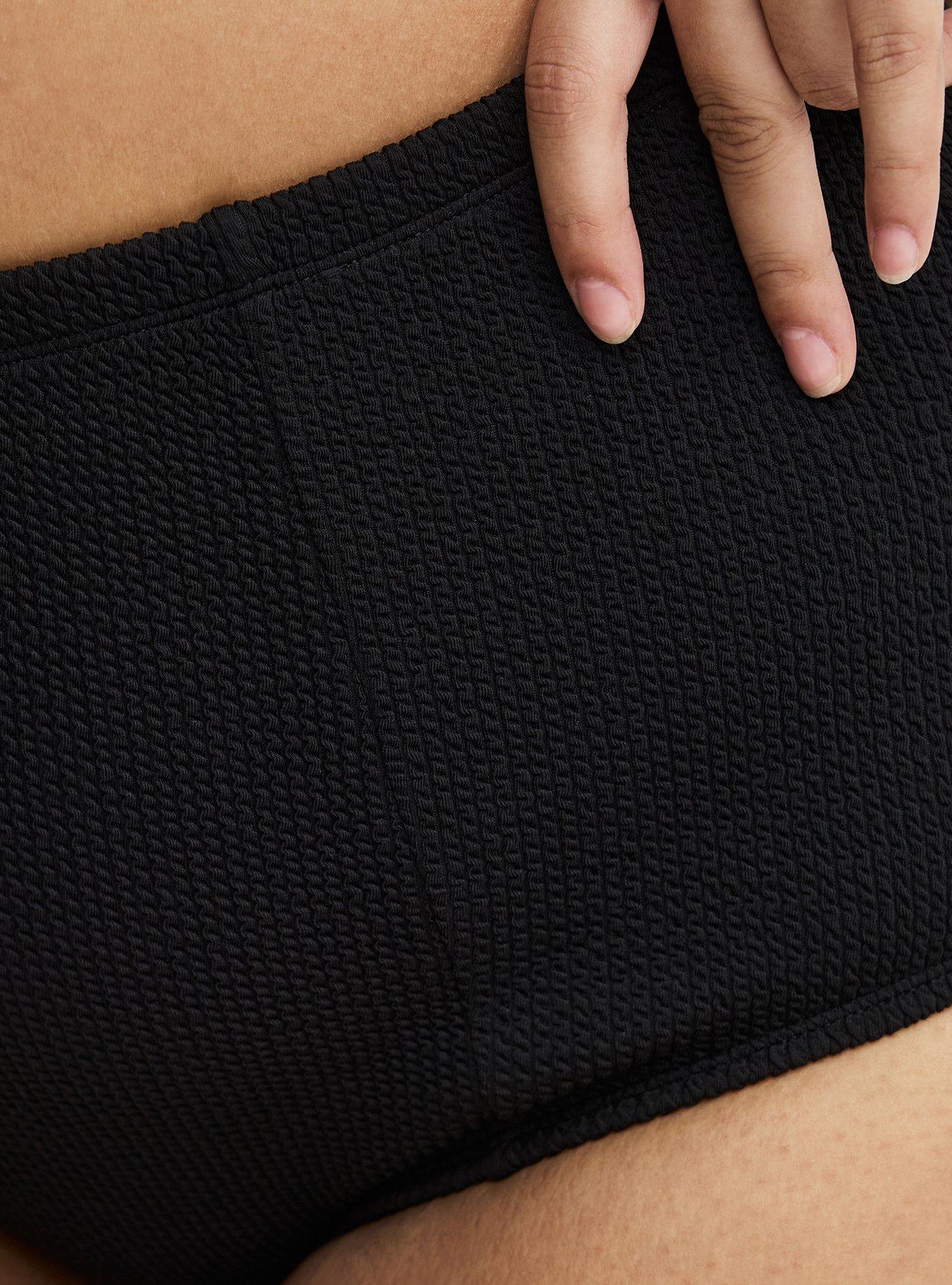 Textured Strappy Back Swim Bottom, DEEP BLACK, alternate