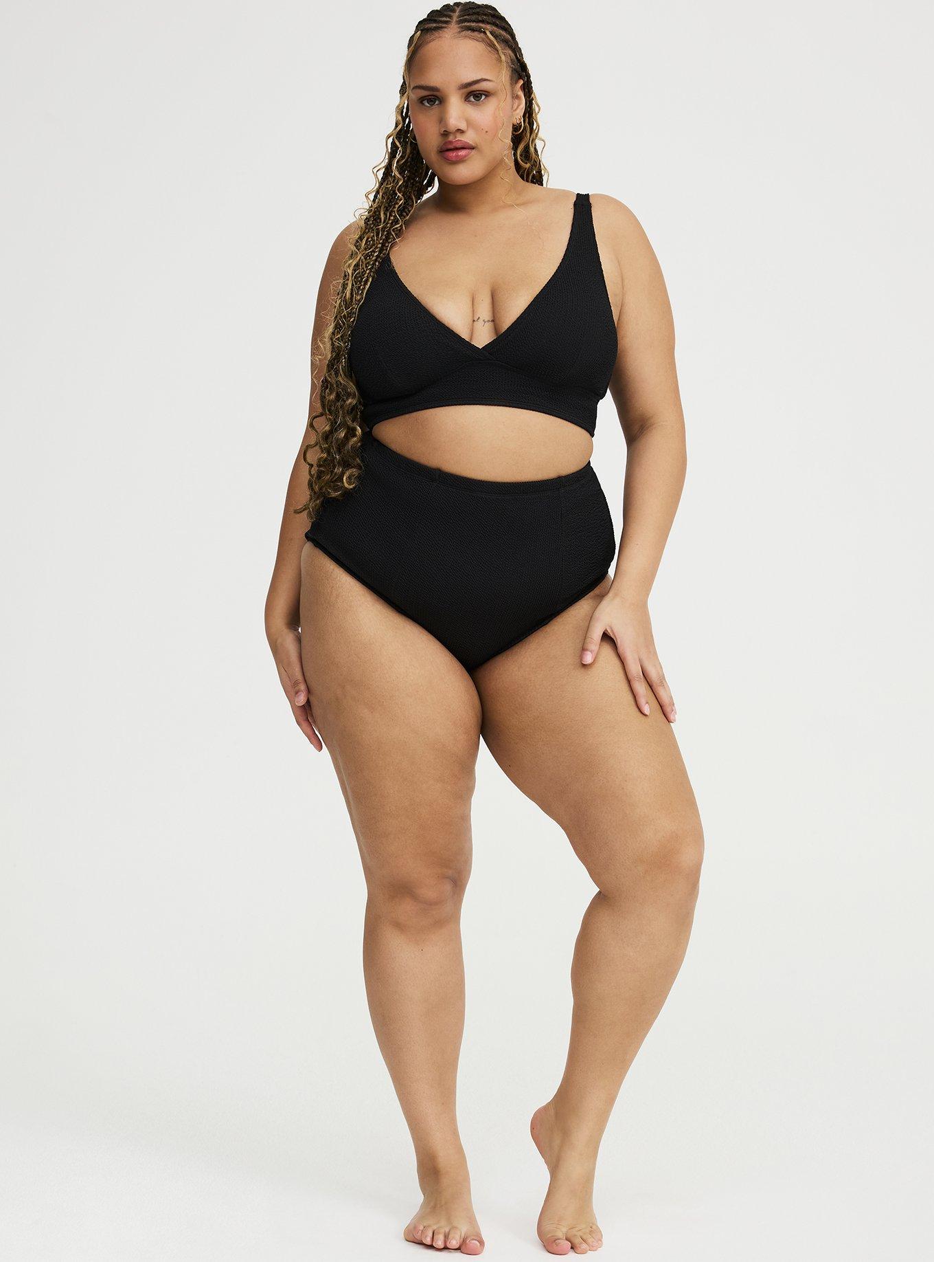 Textured Strappy Back Swim Bottom, DEEP BLACK, alternate