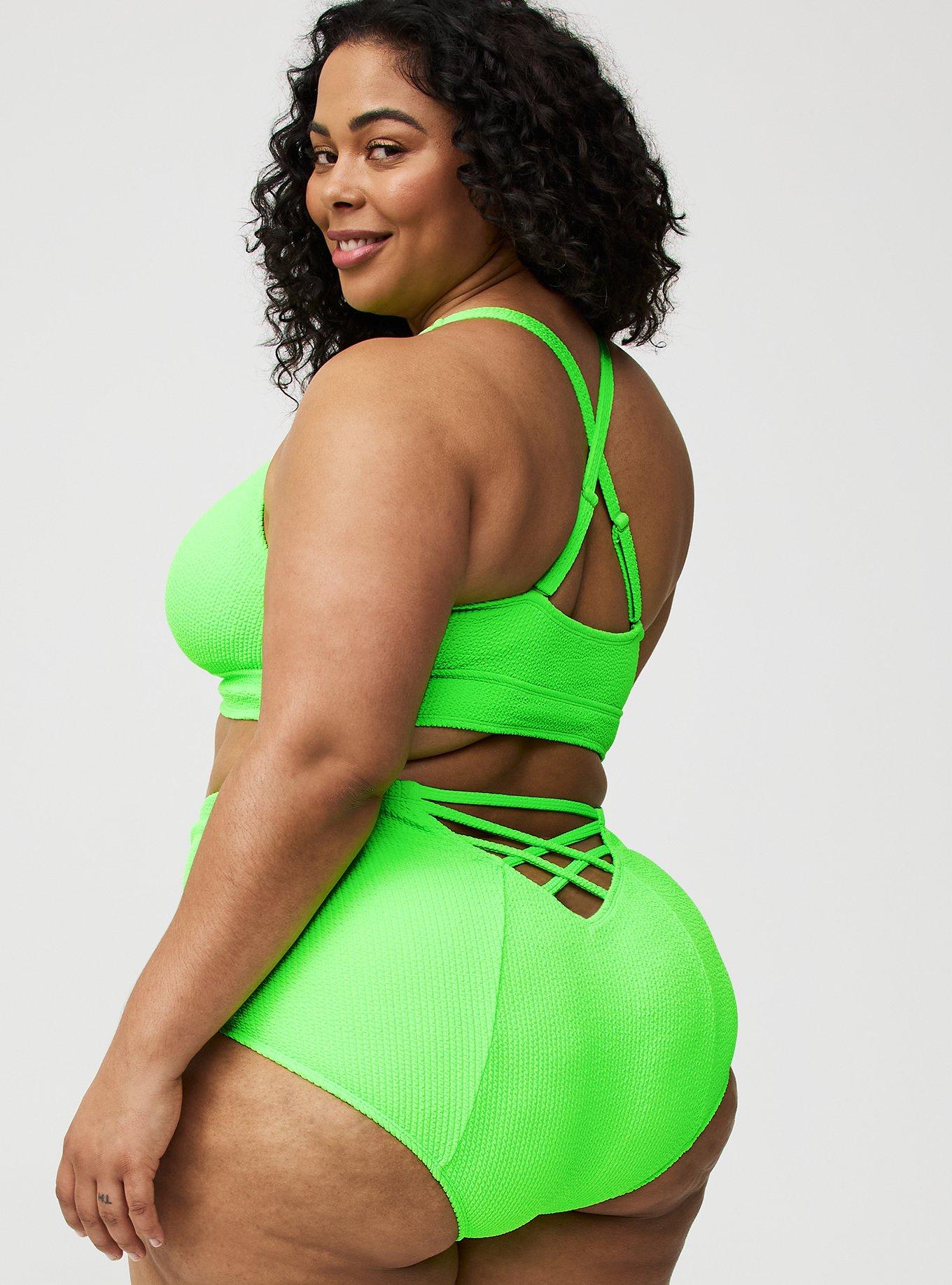 Textured Strappy Back Swim Bottom