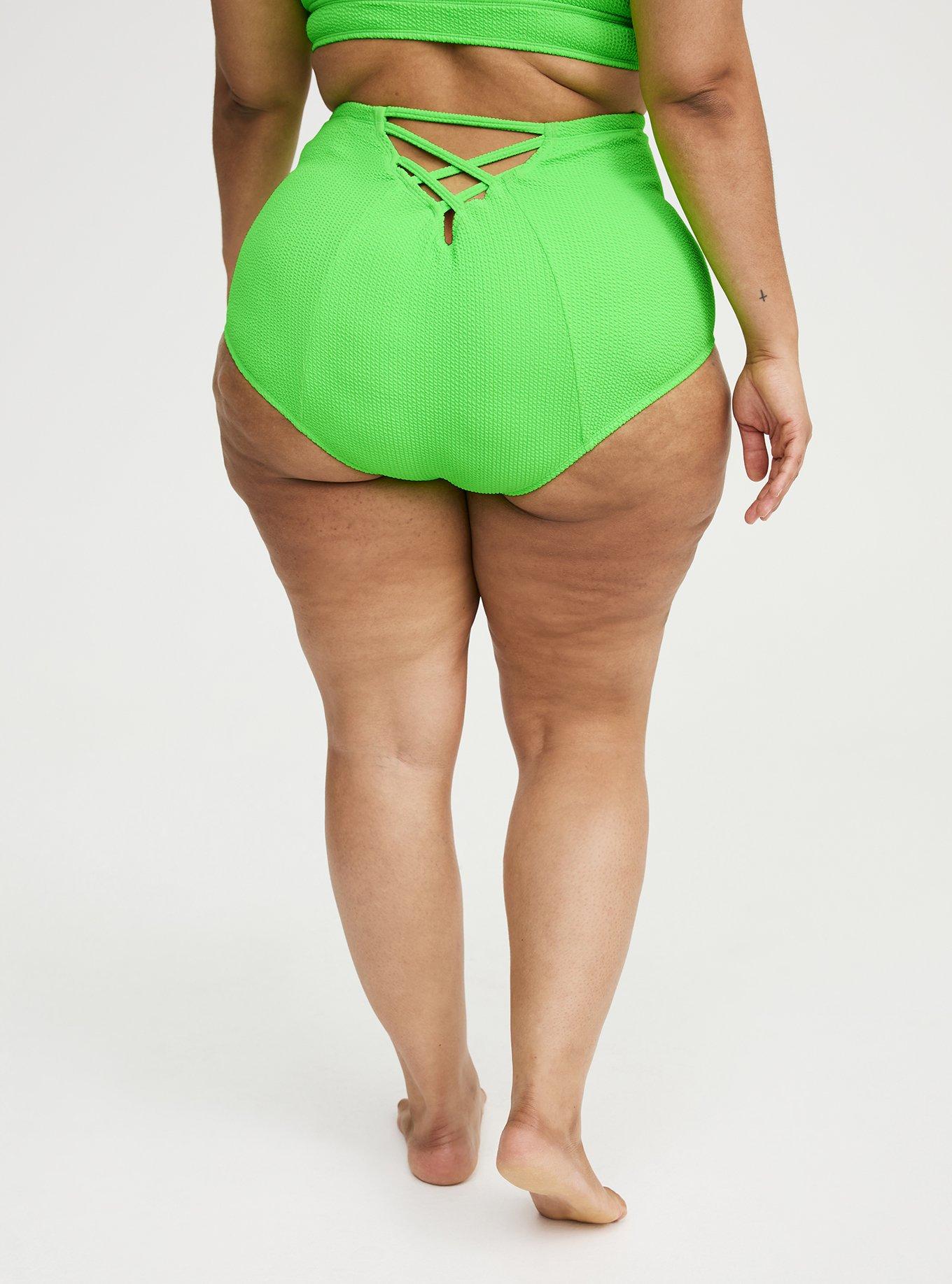 Textured Strappy Back Swim Bottom, ACID GREEN, alternate
