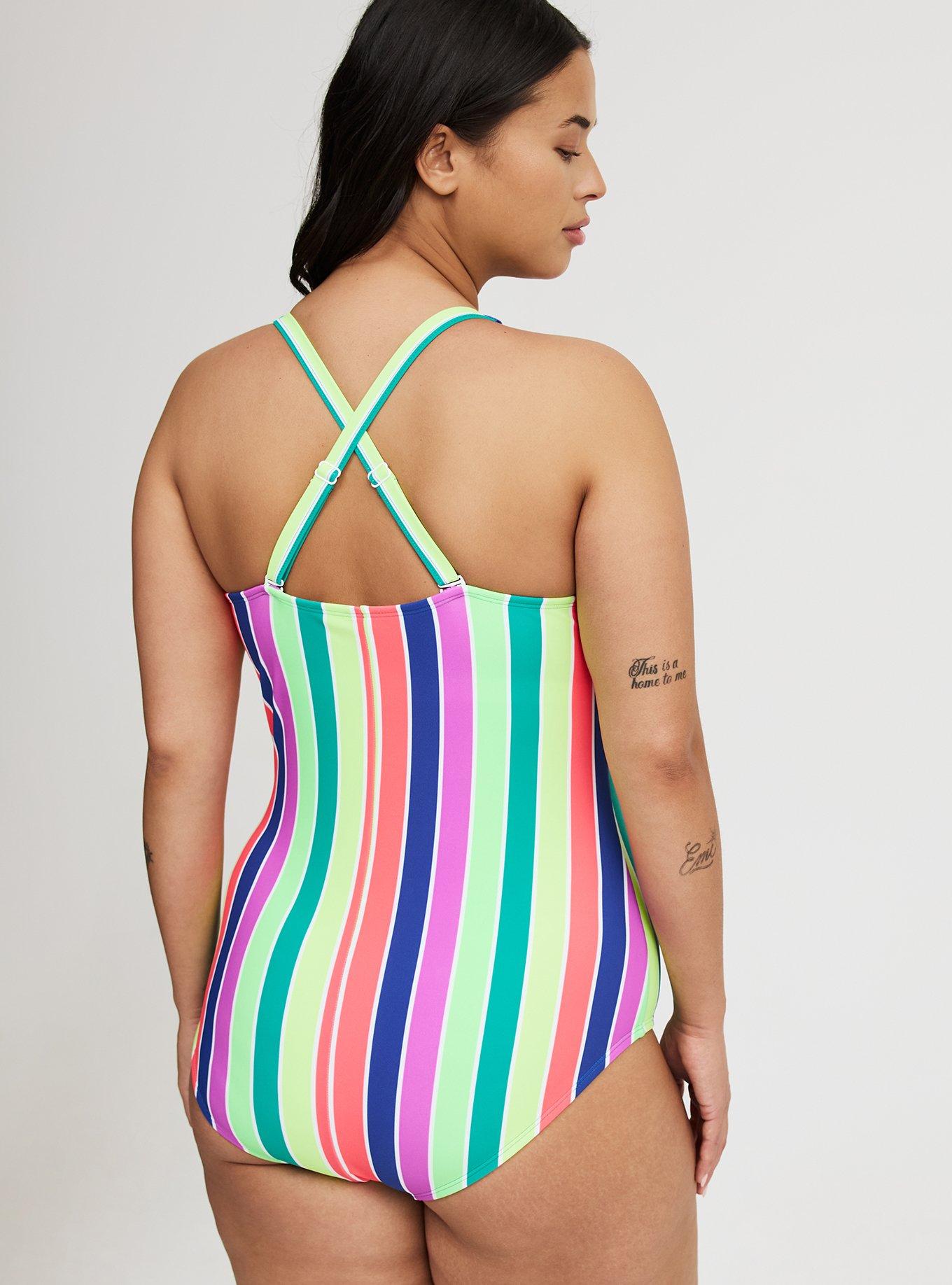 Wire-Free Button-Front Plunge Cheeky One Piece