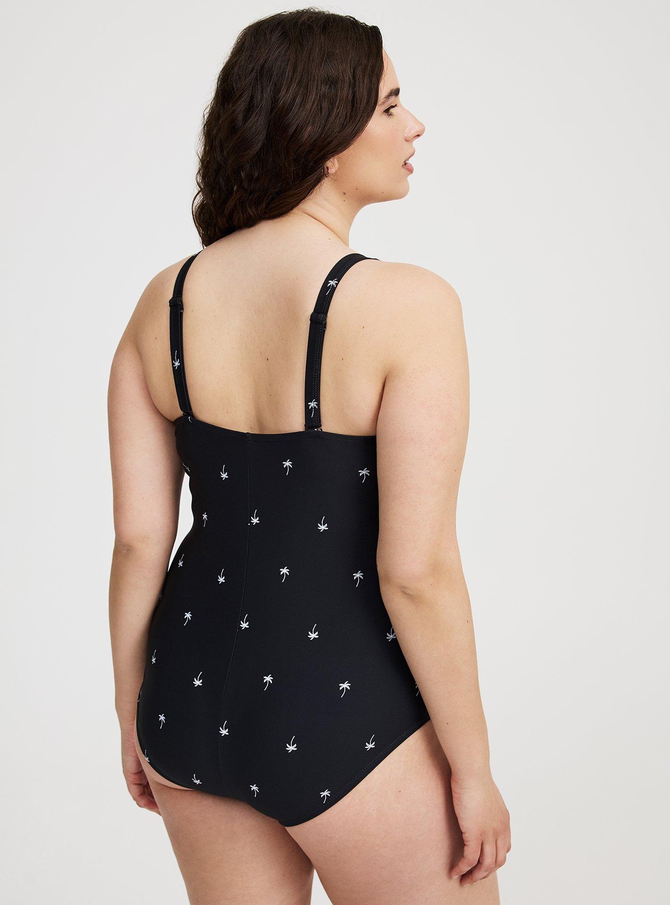 Wire-Free Button-Front Plunge Cheeky One Piece