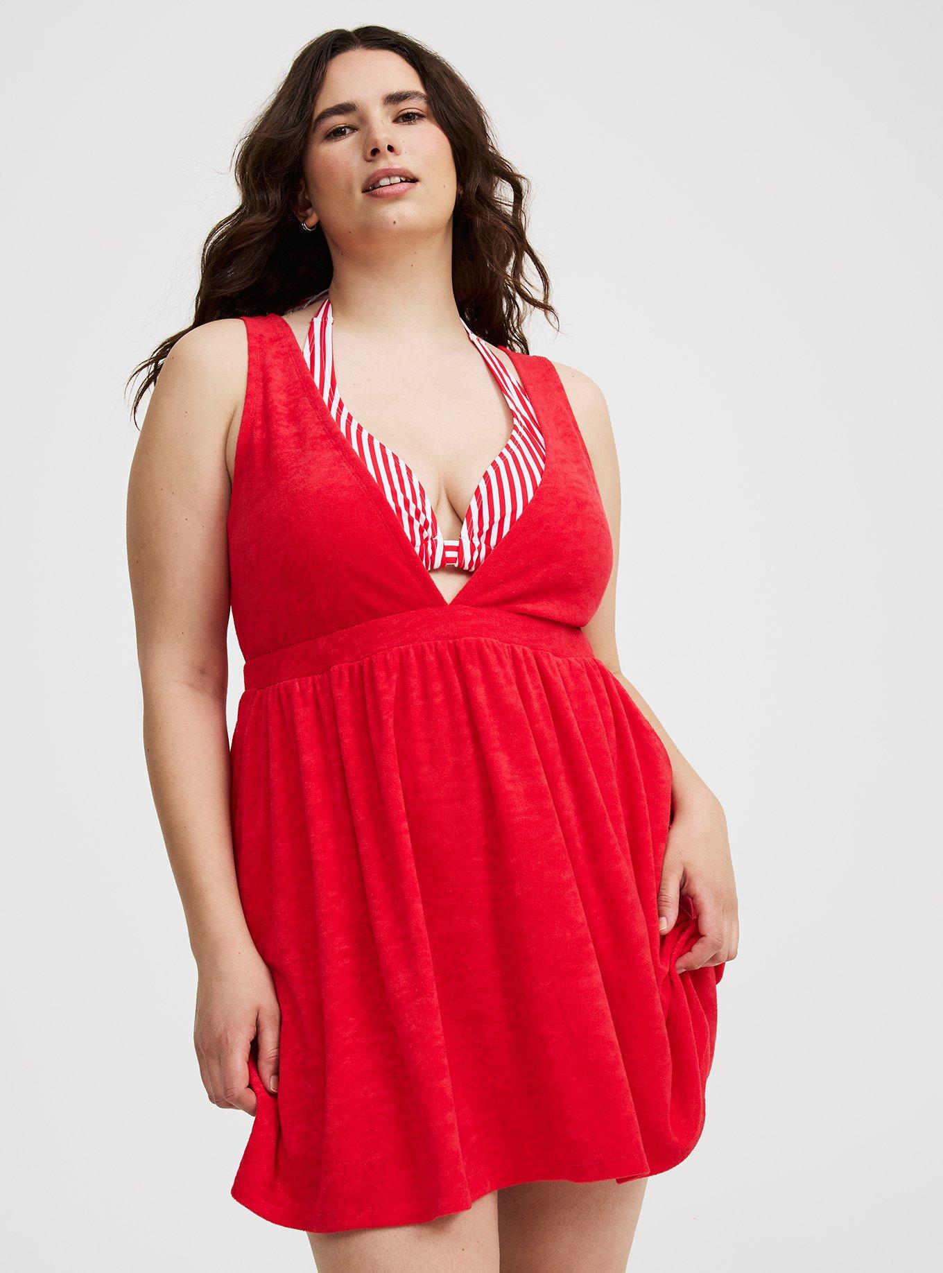 Terry Plunge Cover-Up Mini Dress