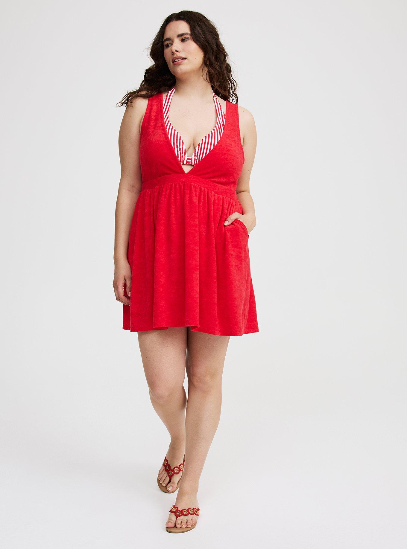 Terry Plunge Cover-Up Mini Dress