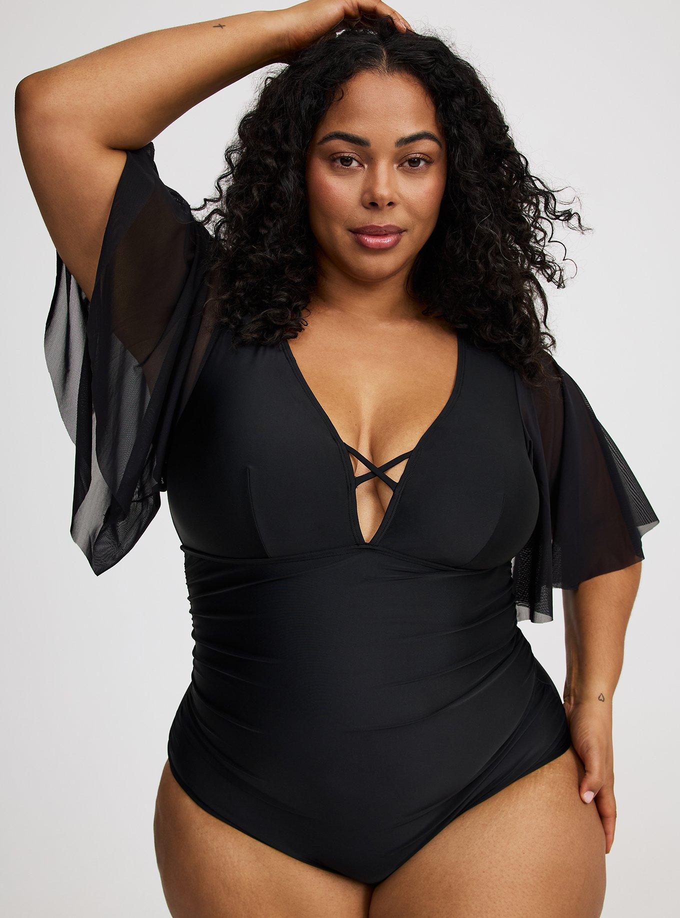 Wire-Free Mesh-Sleeve One Piece