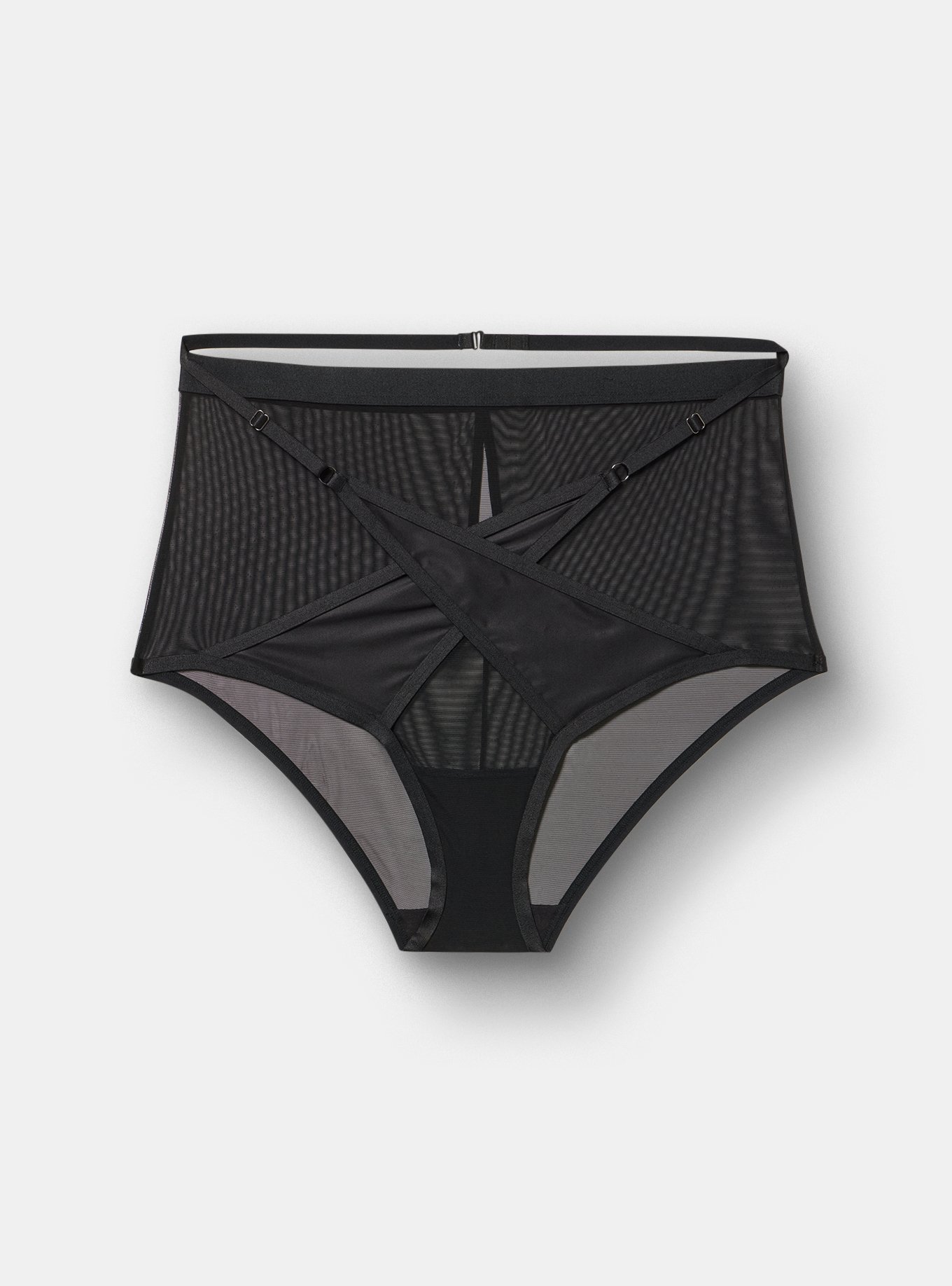 Plus Size Strappy High-Waist Brief Panty, RICH BLACK, flat
