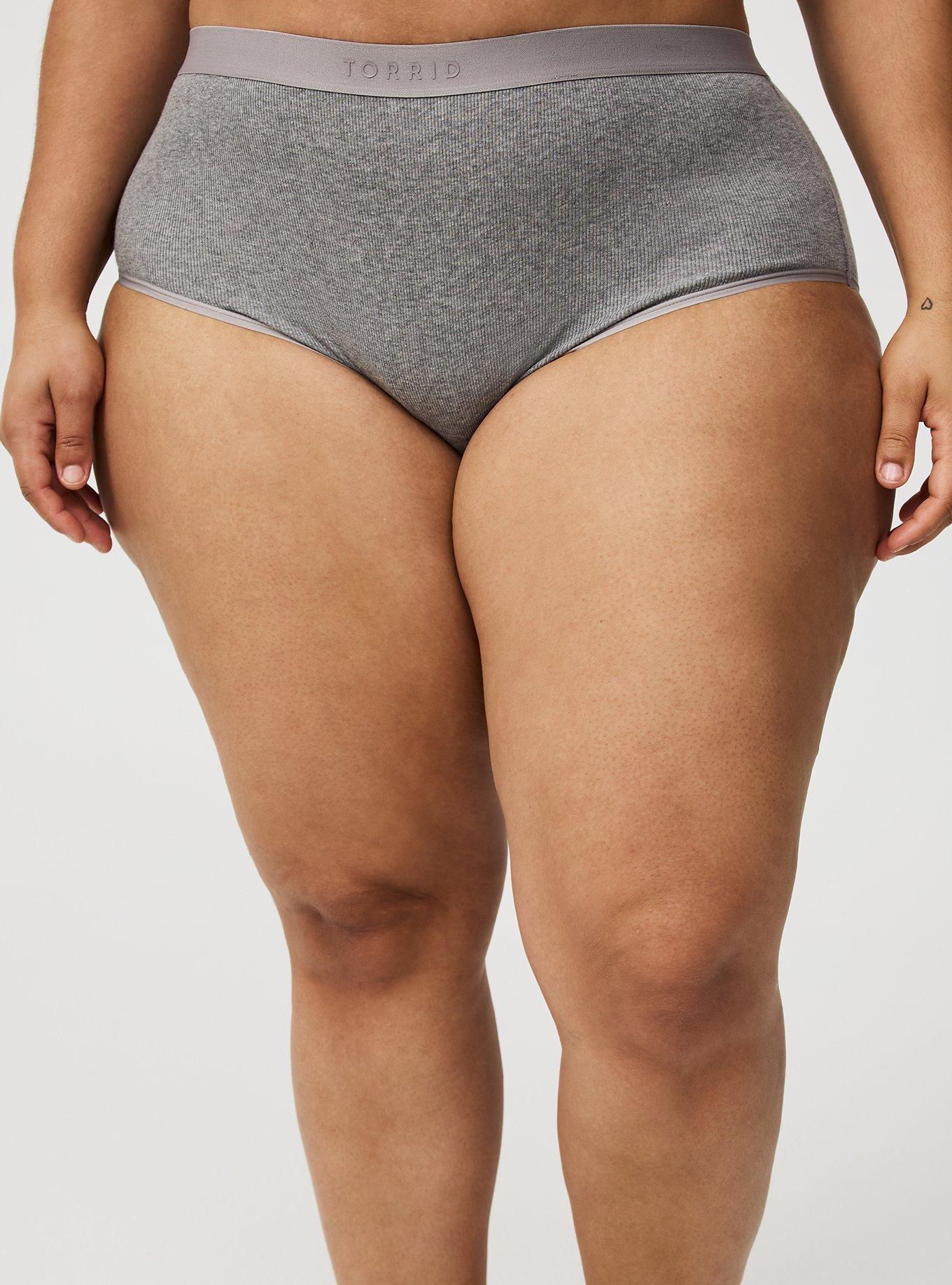 Mid-Rise Ribbed Logo Cotton Brief Panty