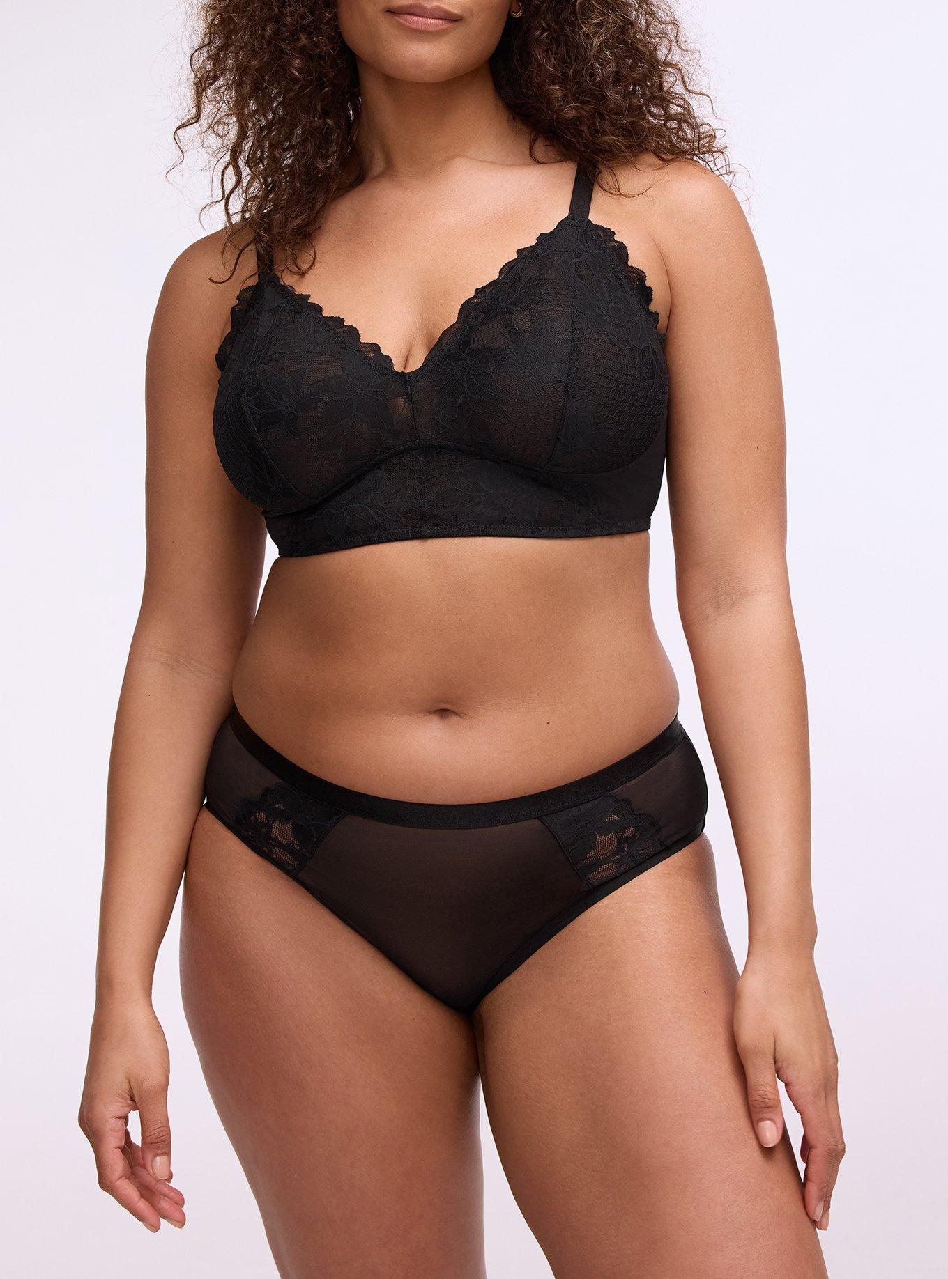 Lily Lace Mid-Rise Hipster Panty, RICH BLACK, alternate