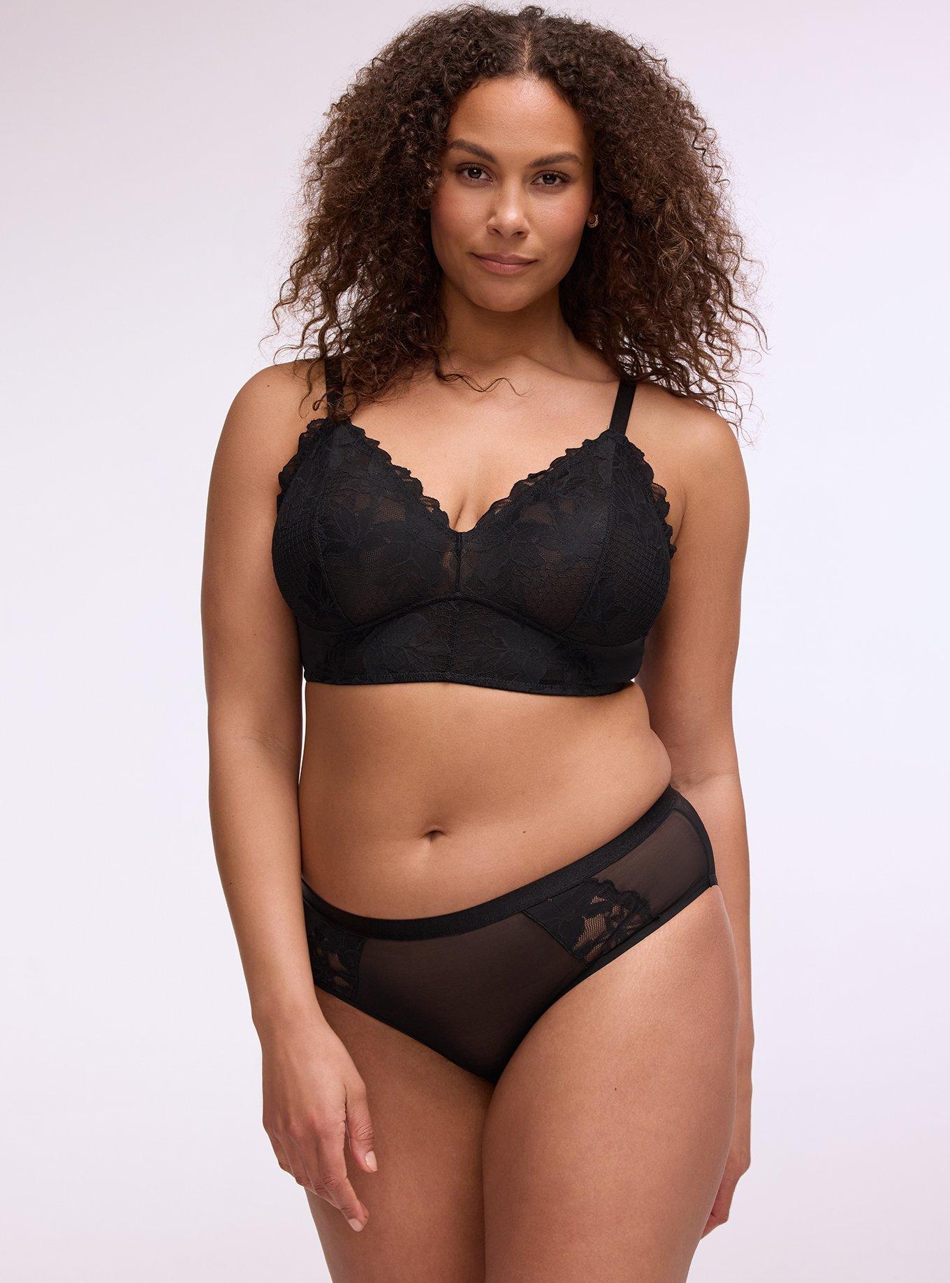 Lily Lace Mid-Rise Hipster Panty, RICH BLACK, hi-res