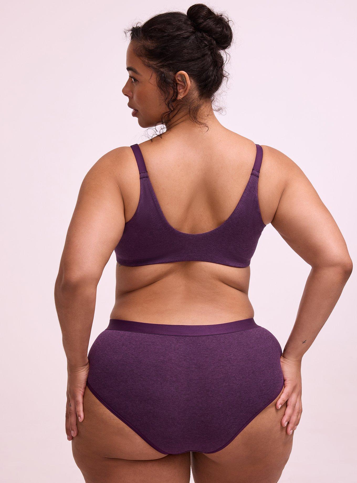 Perfect Coverage Cotton Push-Up Front-Close Bra, BLACKBERRY HEATHER, alternate