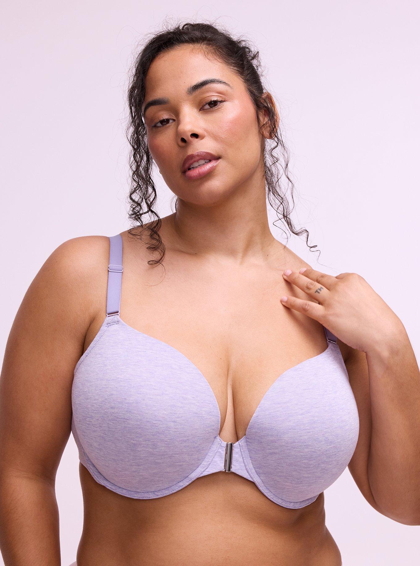 Perfect Coverage Cotton Push-Up Front-Close Bra, HEIRLOOM LILAC HEATHER, hi-res