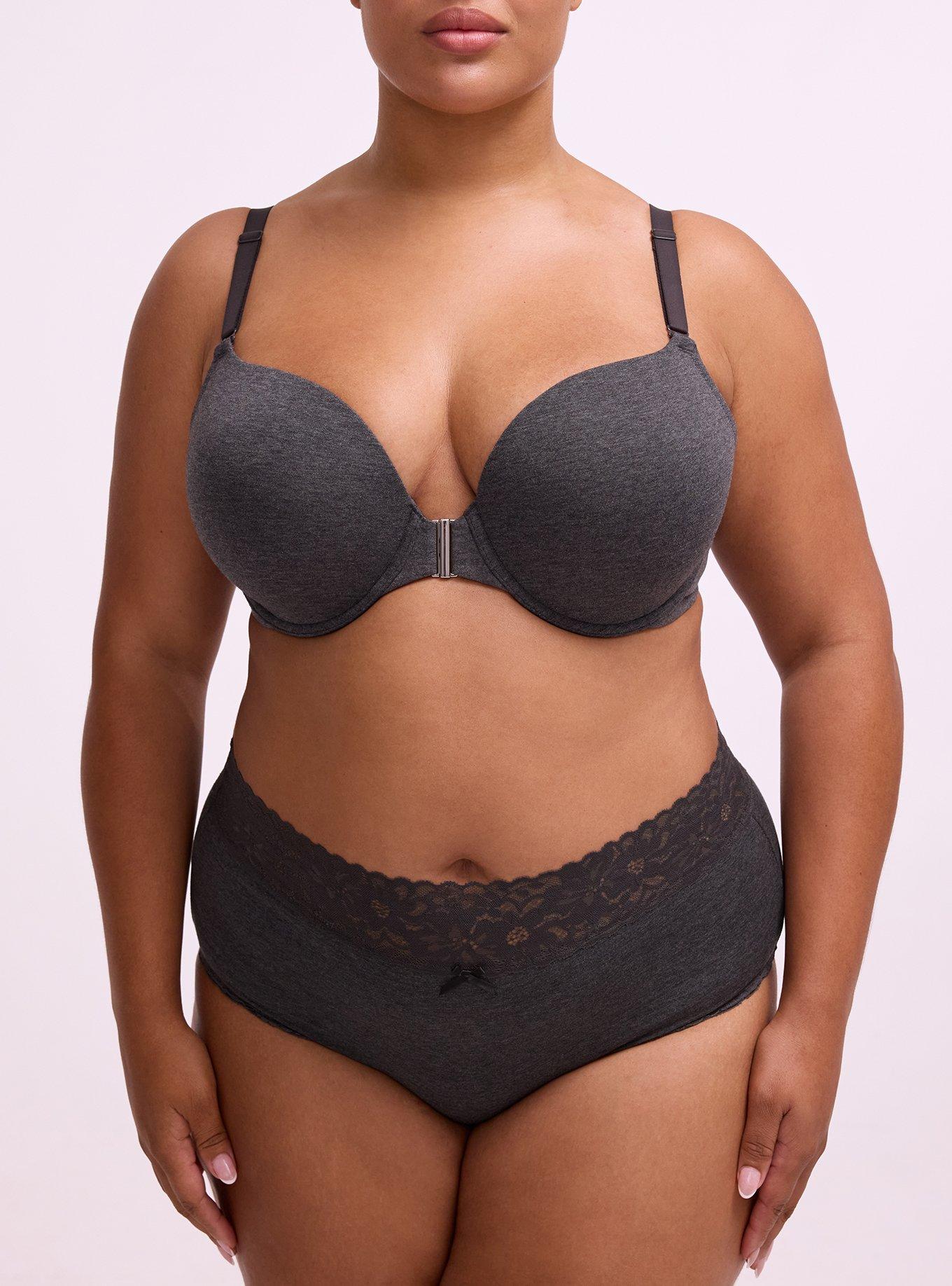 Perfect Coverage Cotton Push-Up Front-Close Bra, PHANTOM DARK HEATHER, alternate