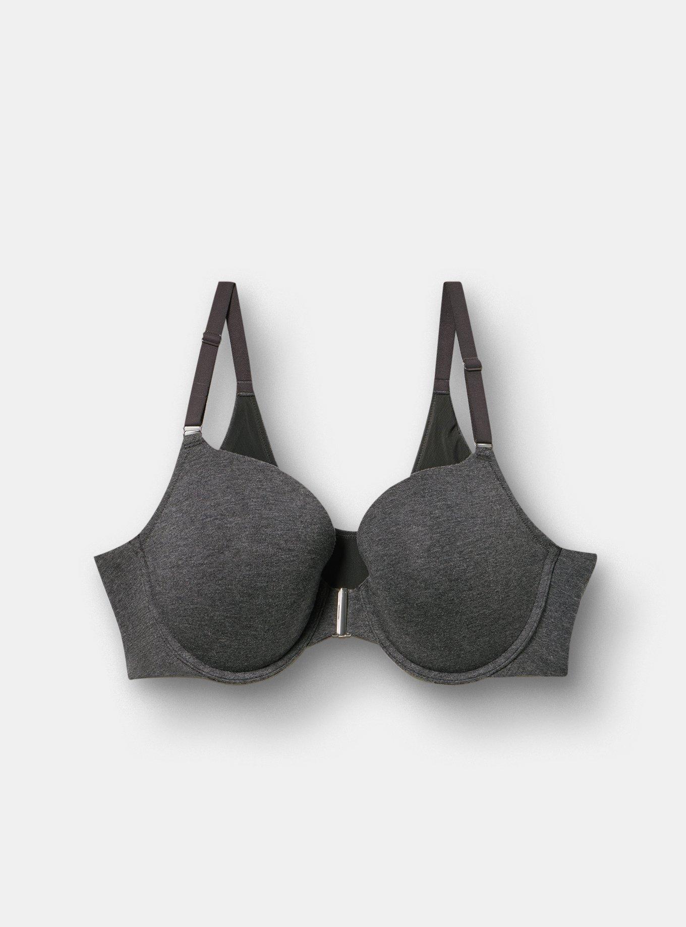 Perfect Coverage Cotton Push-Up Front-Close Bra, PHANTOM DARK HEATHER, hi-res