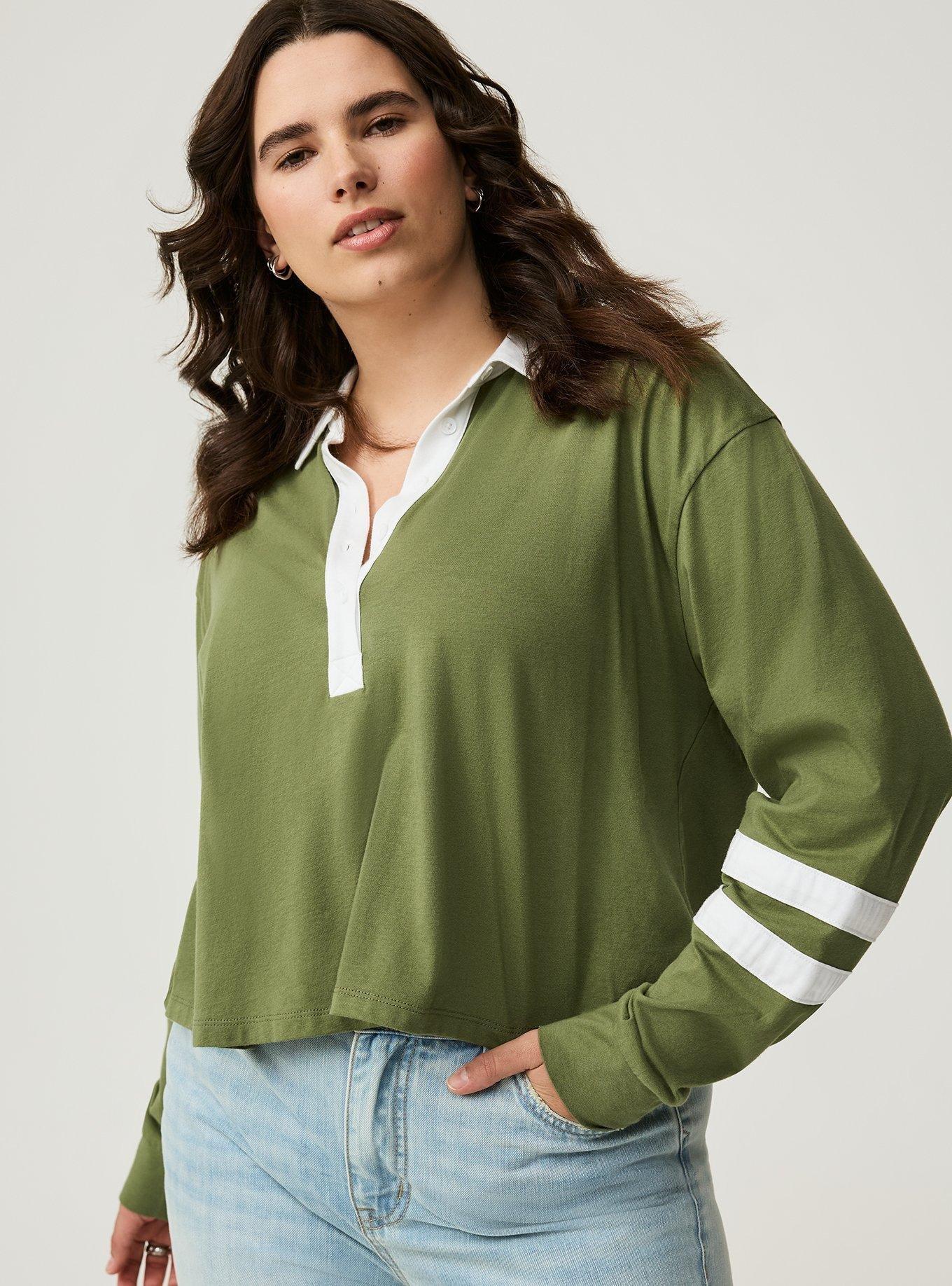 Cropped V-Neck Rugby Top