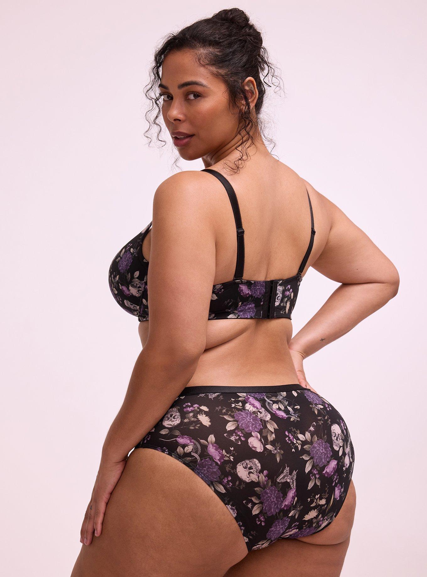 Plus Size Second Skin Mid-Rise Hipster Panty, CONSTANCE FLORAL BLACK, alternate