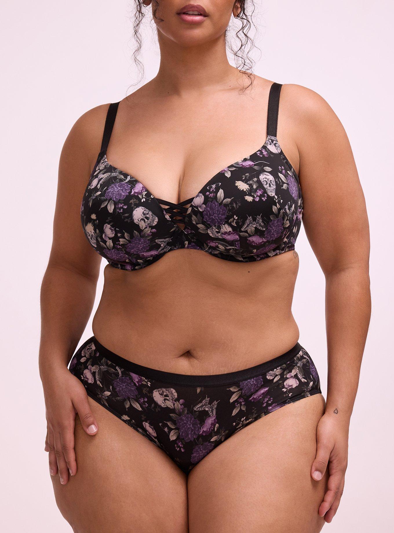 Plus Size Second Skin Mid-Rise Hipster Panty, CONSTANCE FLORAL BLACK, alternate