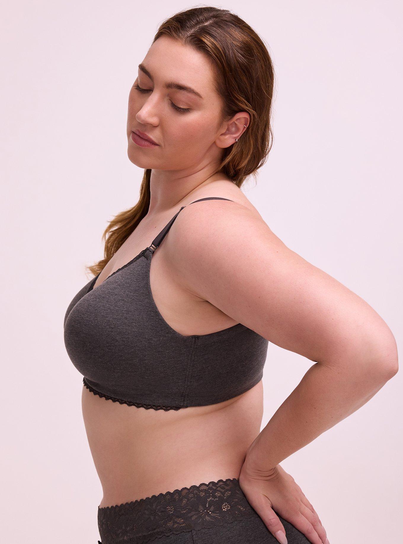 Plus Size Dream Wire-Free Cotton Bra, PHANTOM DARK HEATHER, alternate