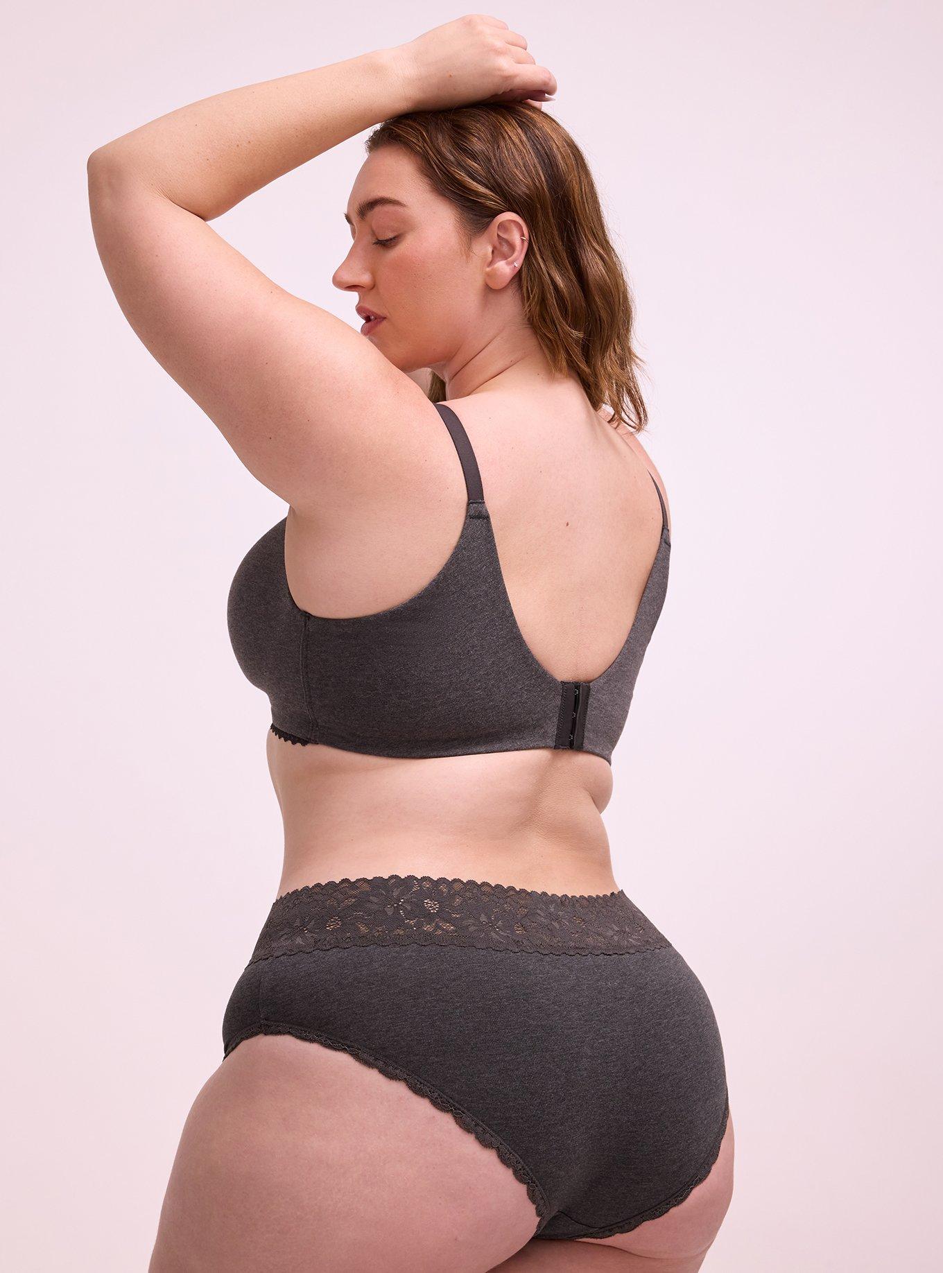 Plus Size Dream Wire-Free Cotton Bra, PHANTOM DARK HEATHER, alternate