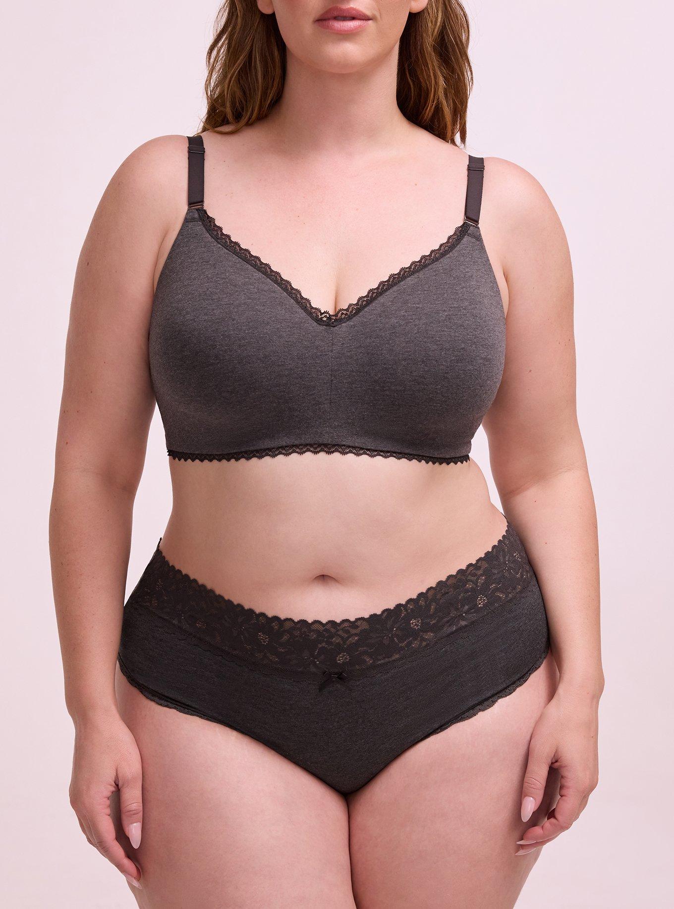 Plus Size Dream Wire-Free Cotton Bra, PHANTOM DARK HEATHER, alternate
