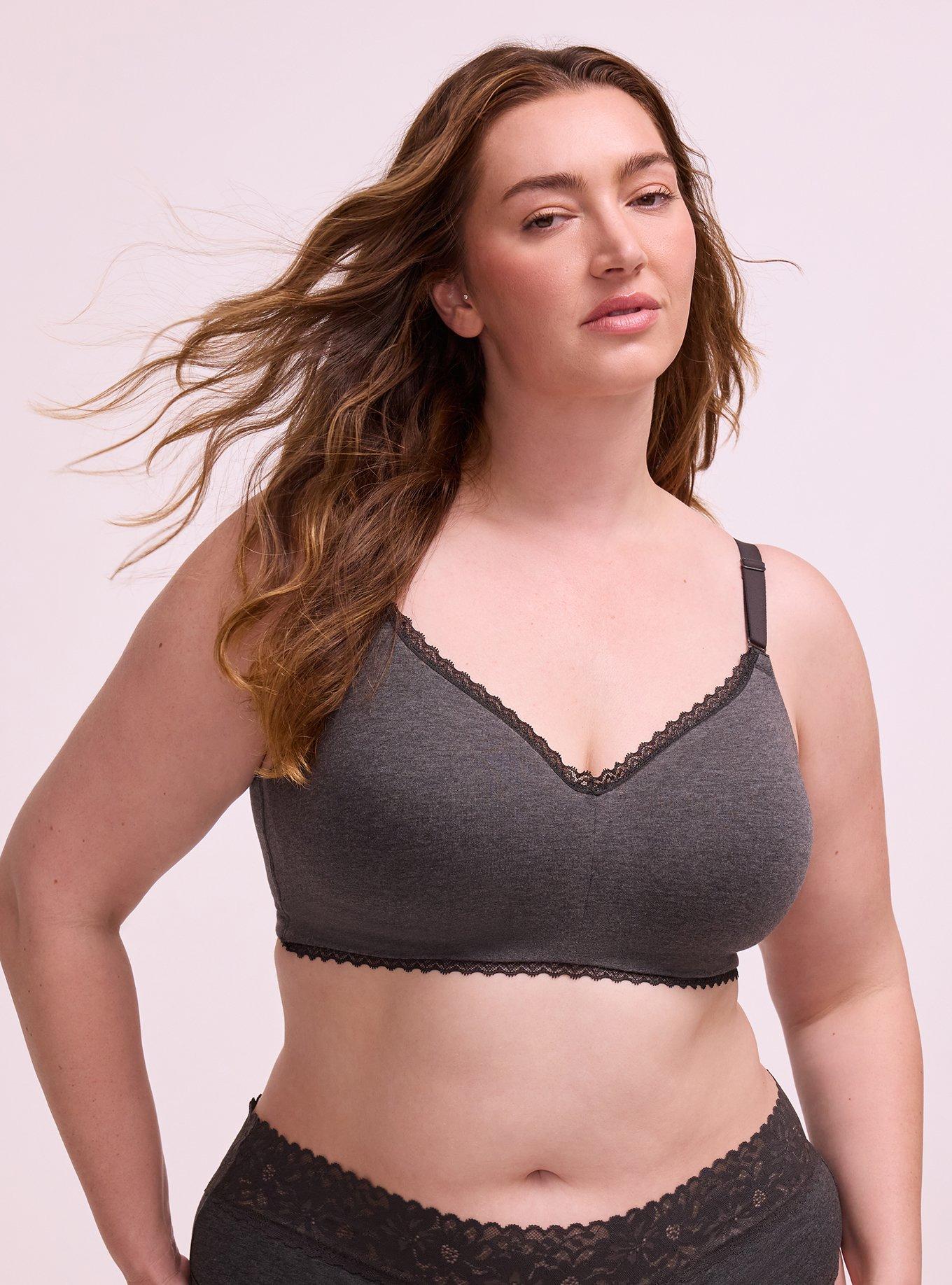 Plus Size Dream Wire-Free Cotton Bra, PHANTOM DARK HEATHER, hi-res