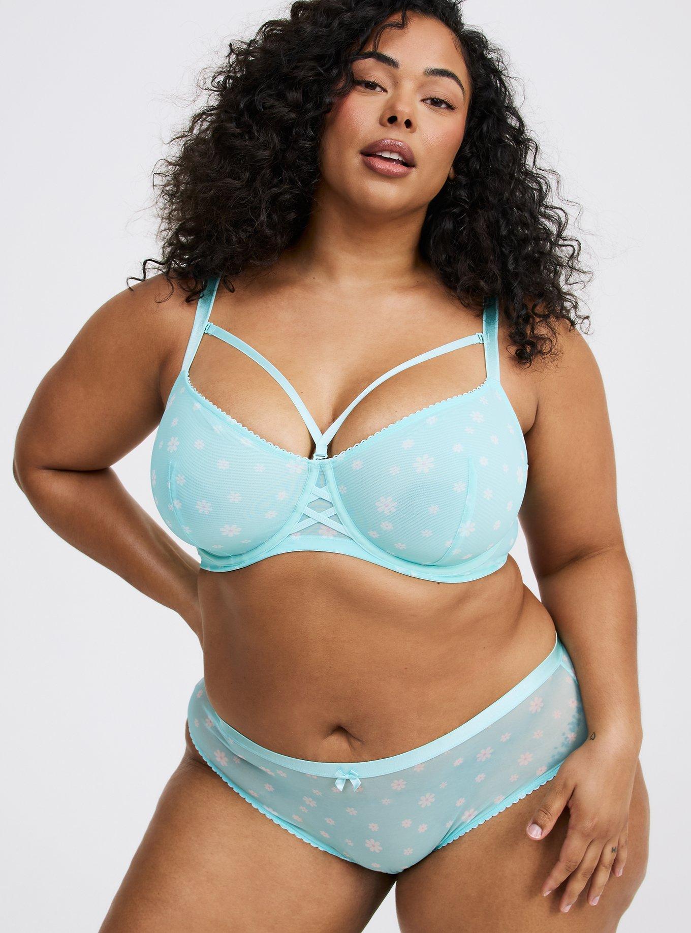 Unlined Balconette Printed Mesh Straight Back Bra
