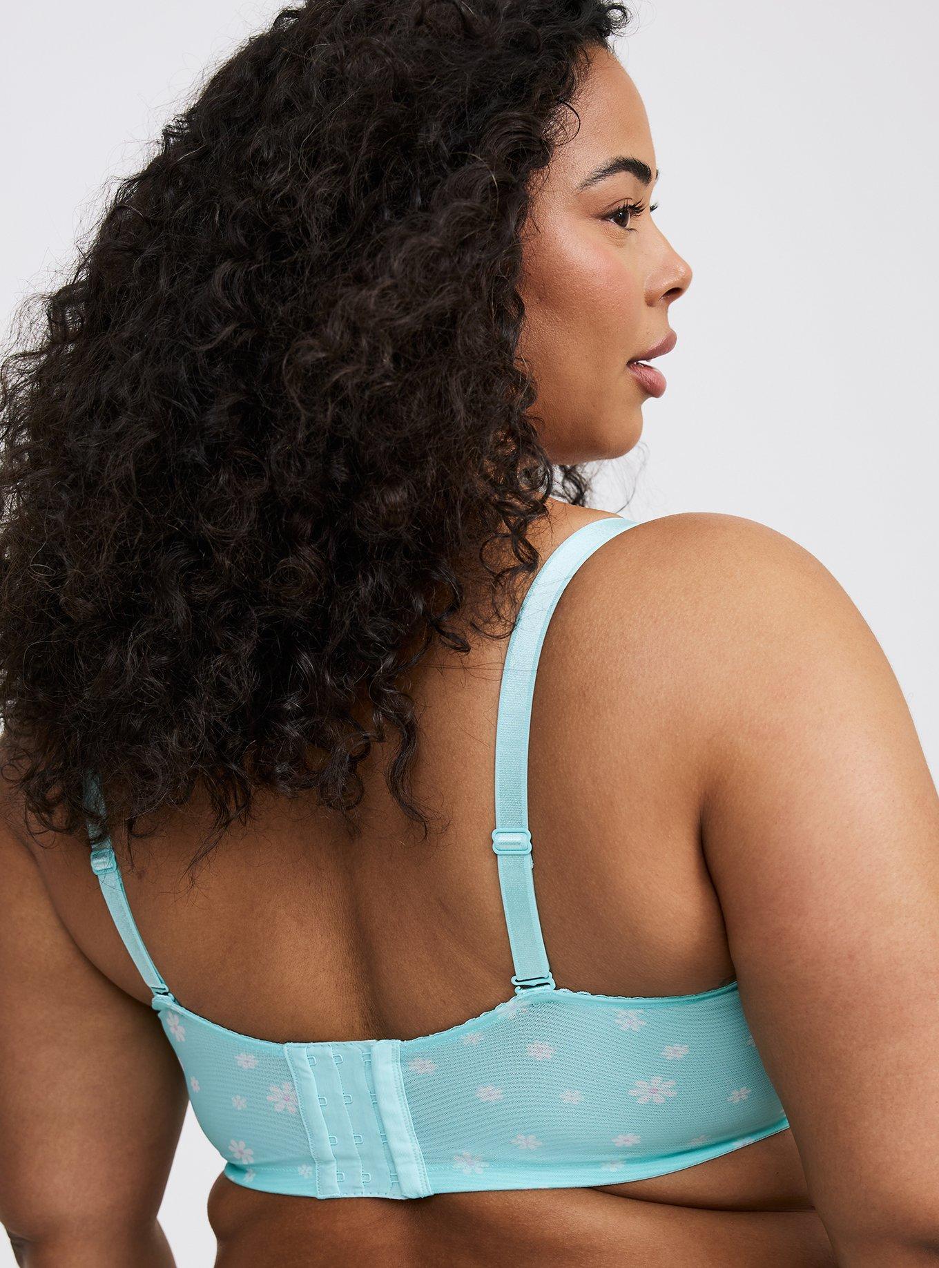 Unlined Balconette Printed Mesh Straight Back Bra