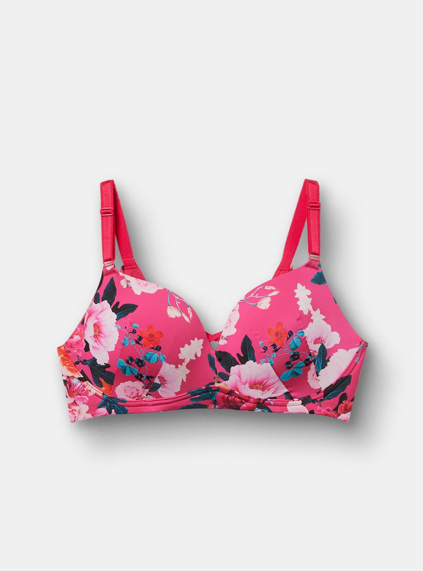Wire-Free Push-Up Smooth Bra, MARAH FLORAL BRIGHT ROSE, hi-res