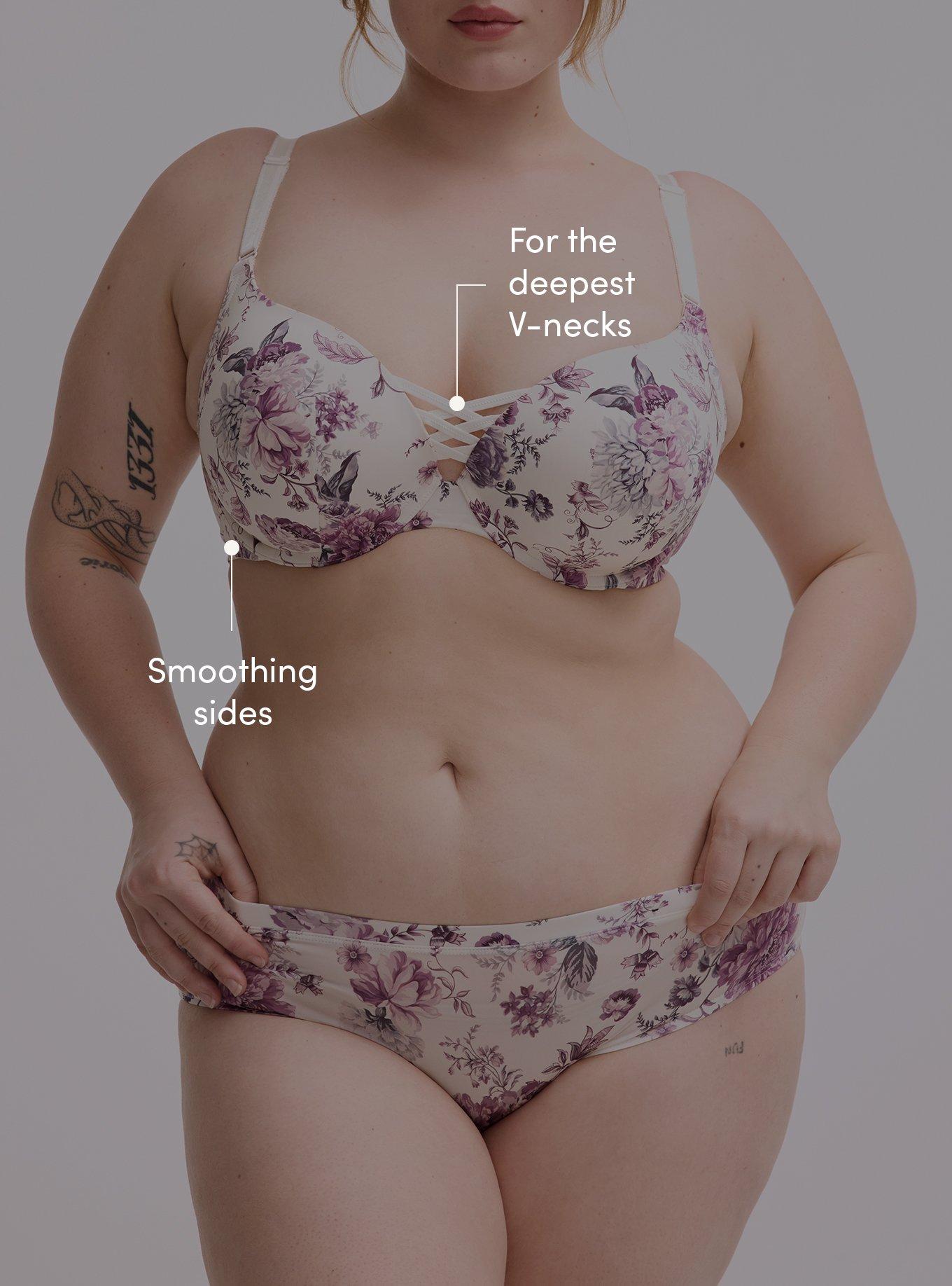 Plus Size - XO Plunge Push-Up Print 360 Back Smoothing Bra - Torrid
